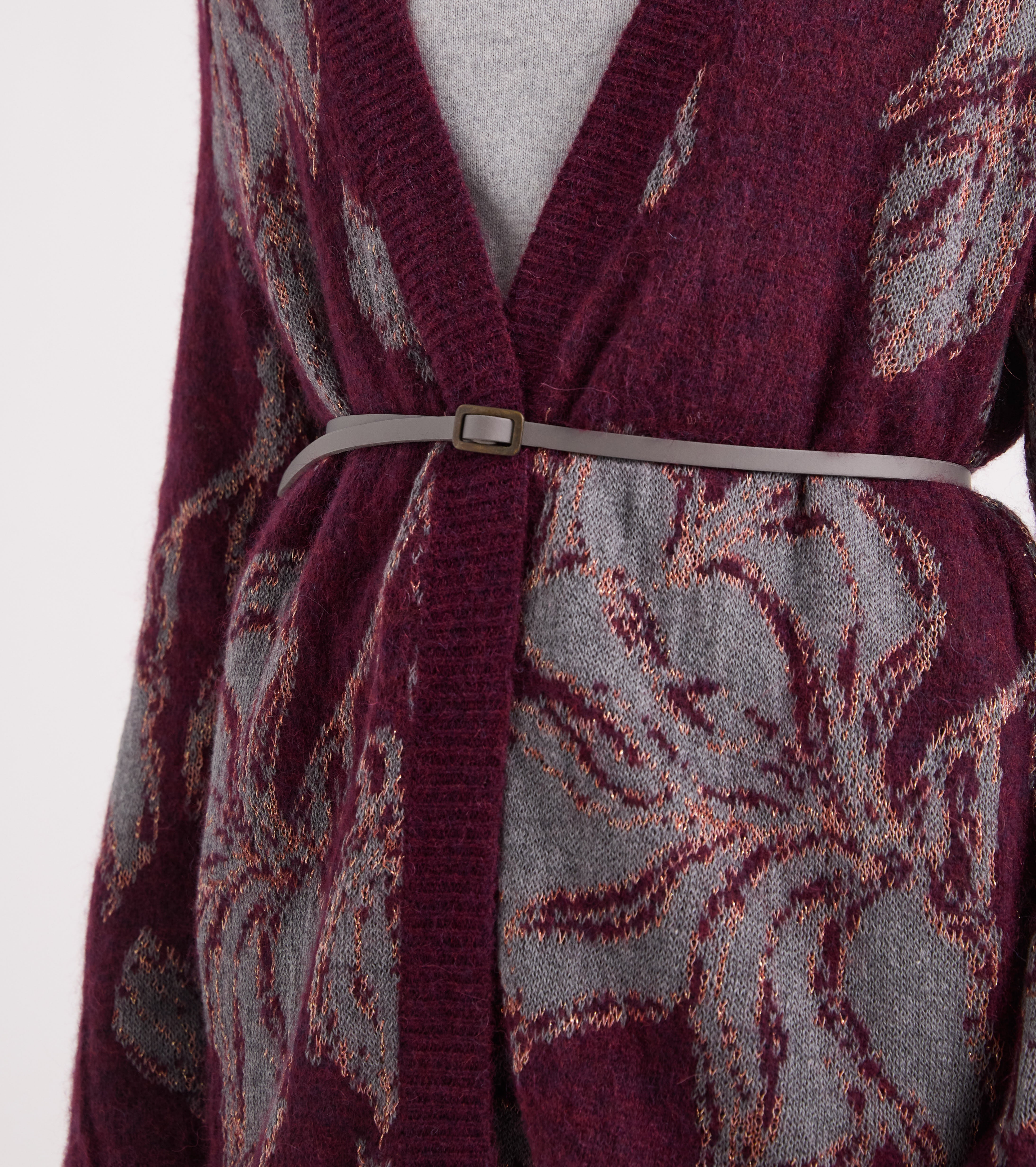 Cardigan floreale in misto alpaca