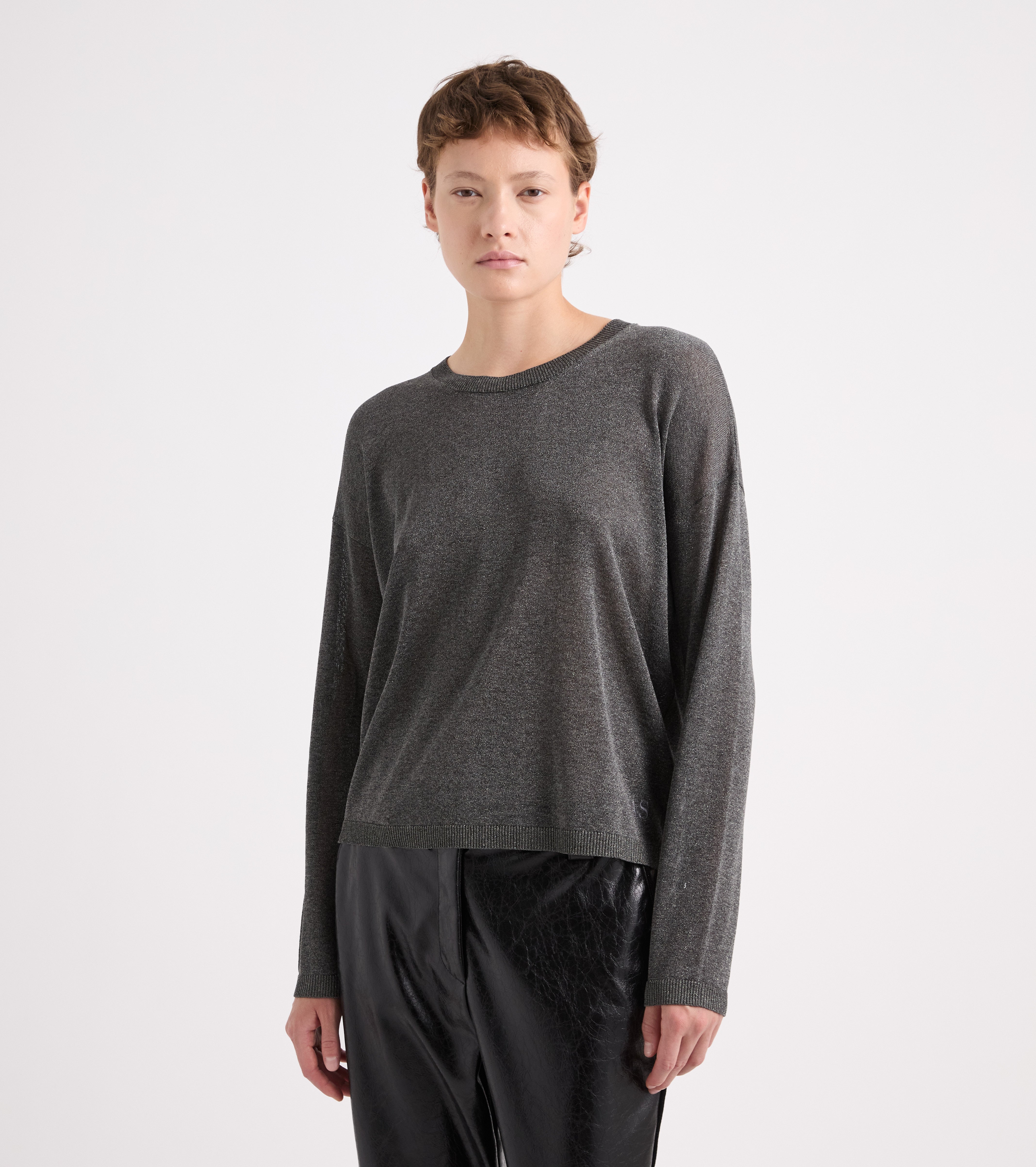 Maglia girocollo in viscosa e lurex
