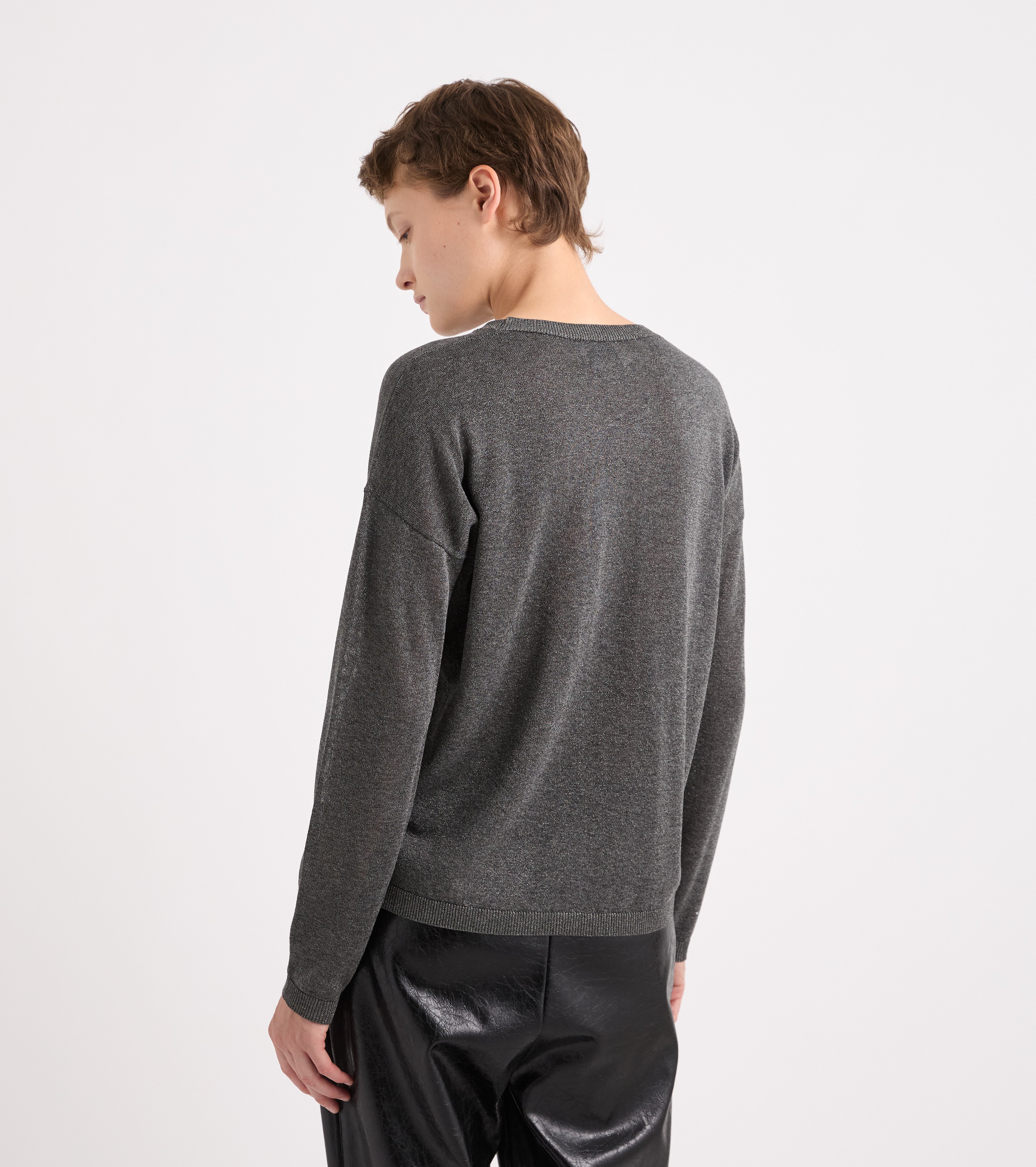 Maglia girocollo in viscosa e lurex
