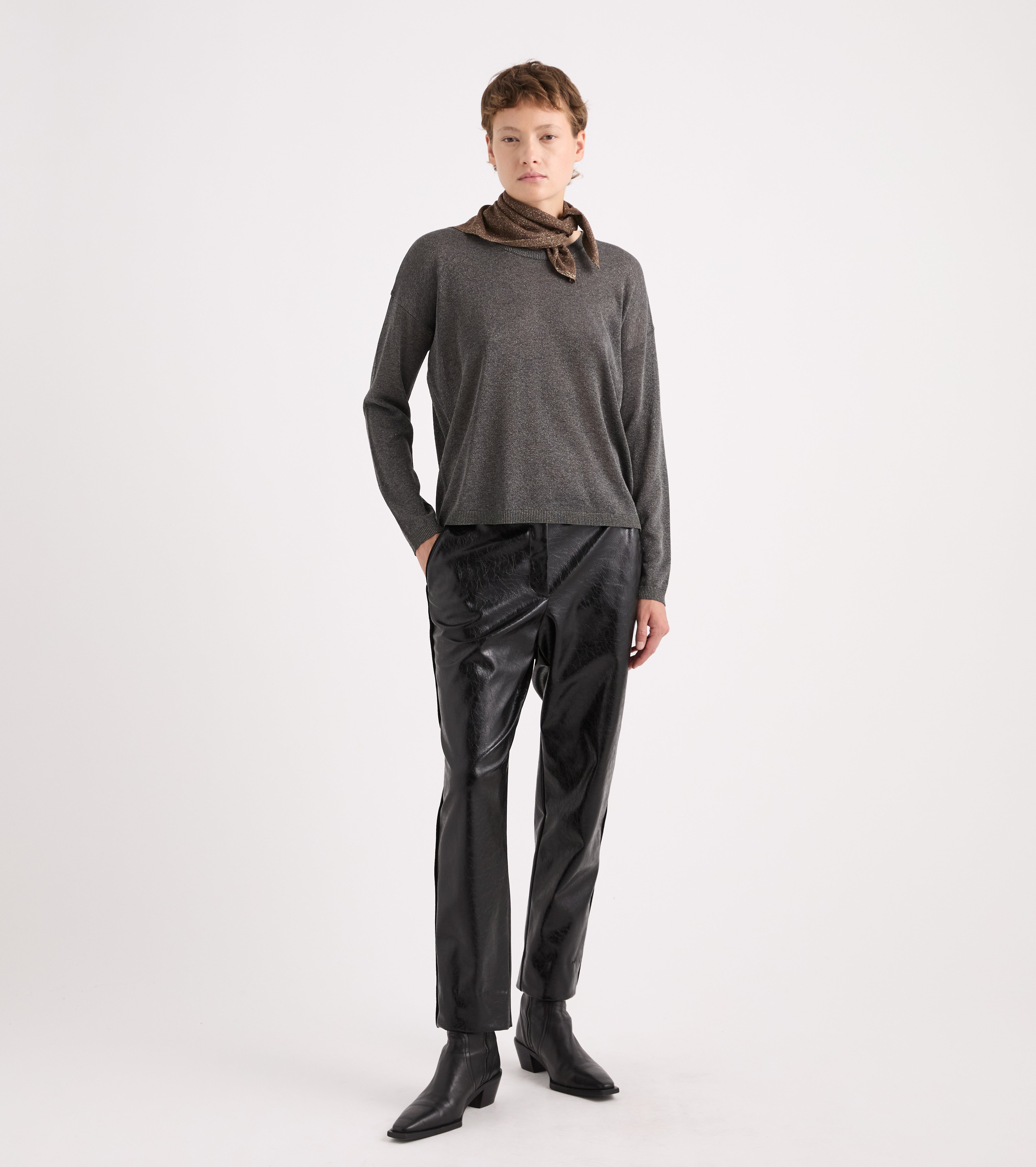 Maglia girocollo in viscosa e lurex