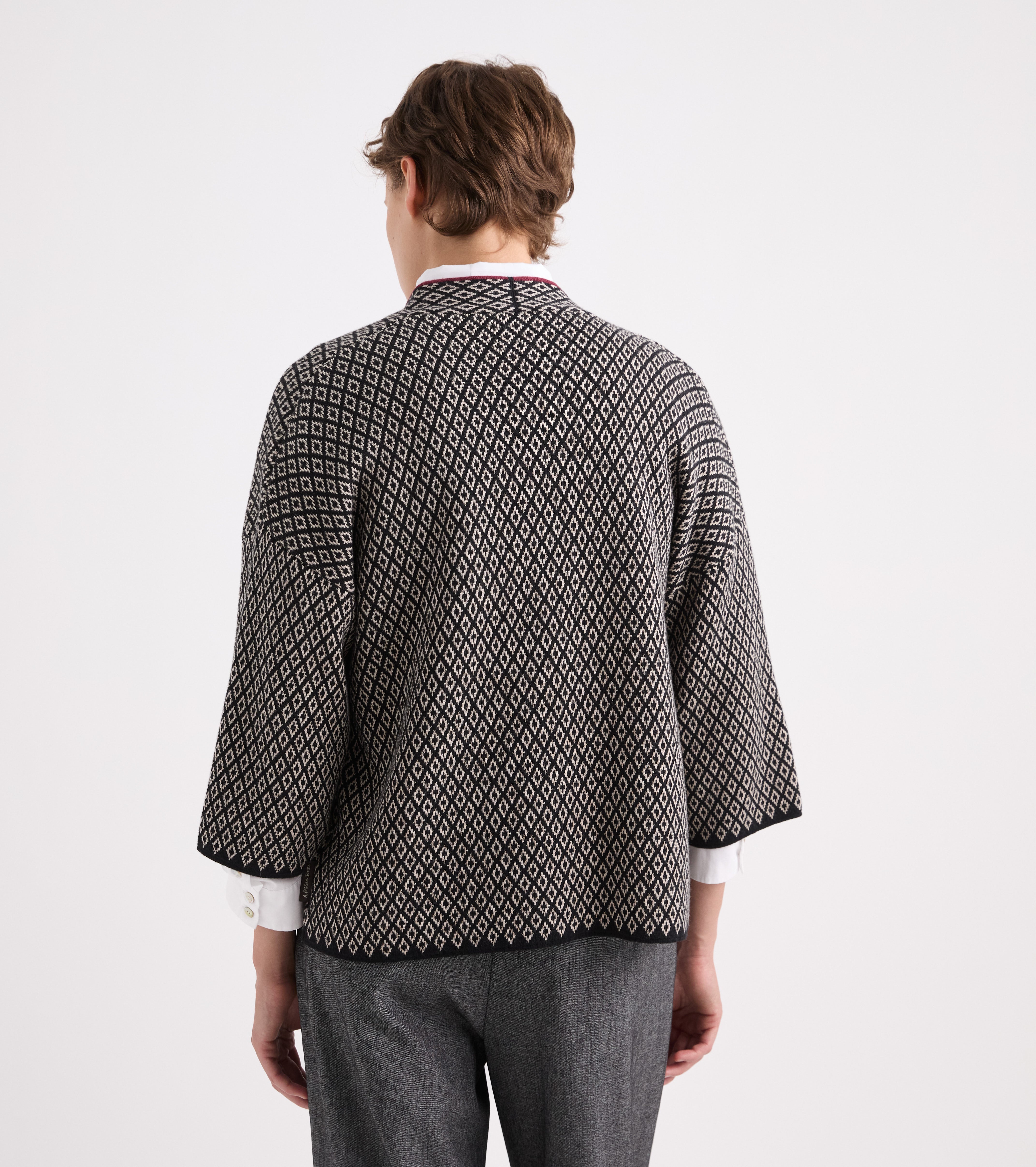 Cardigan in misto lana jacquard verde