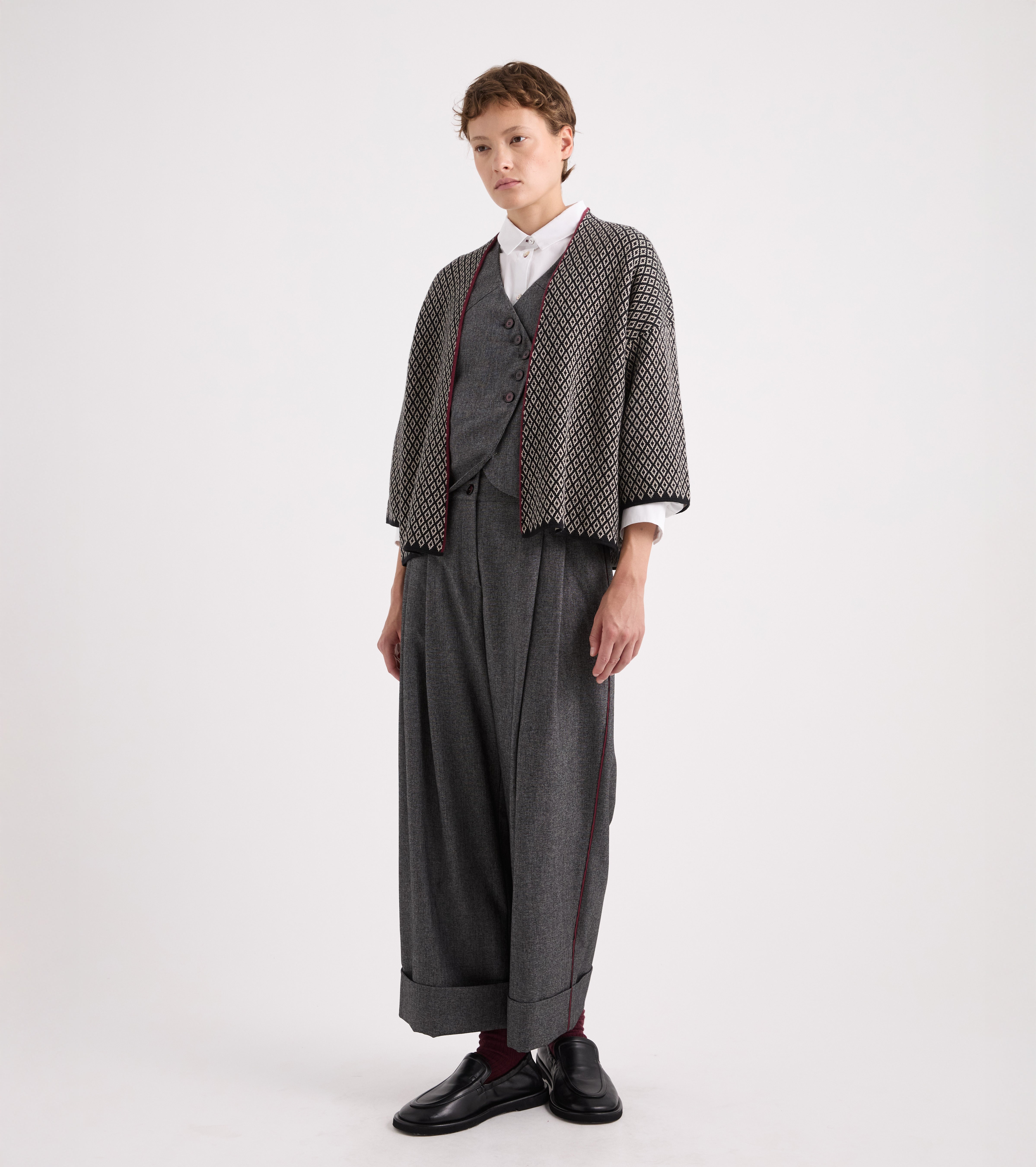 Cardigan in misto lana jacquard verde