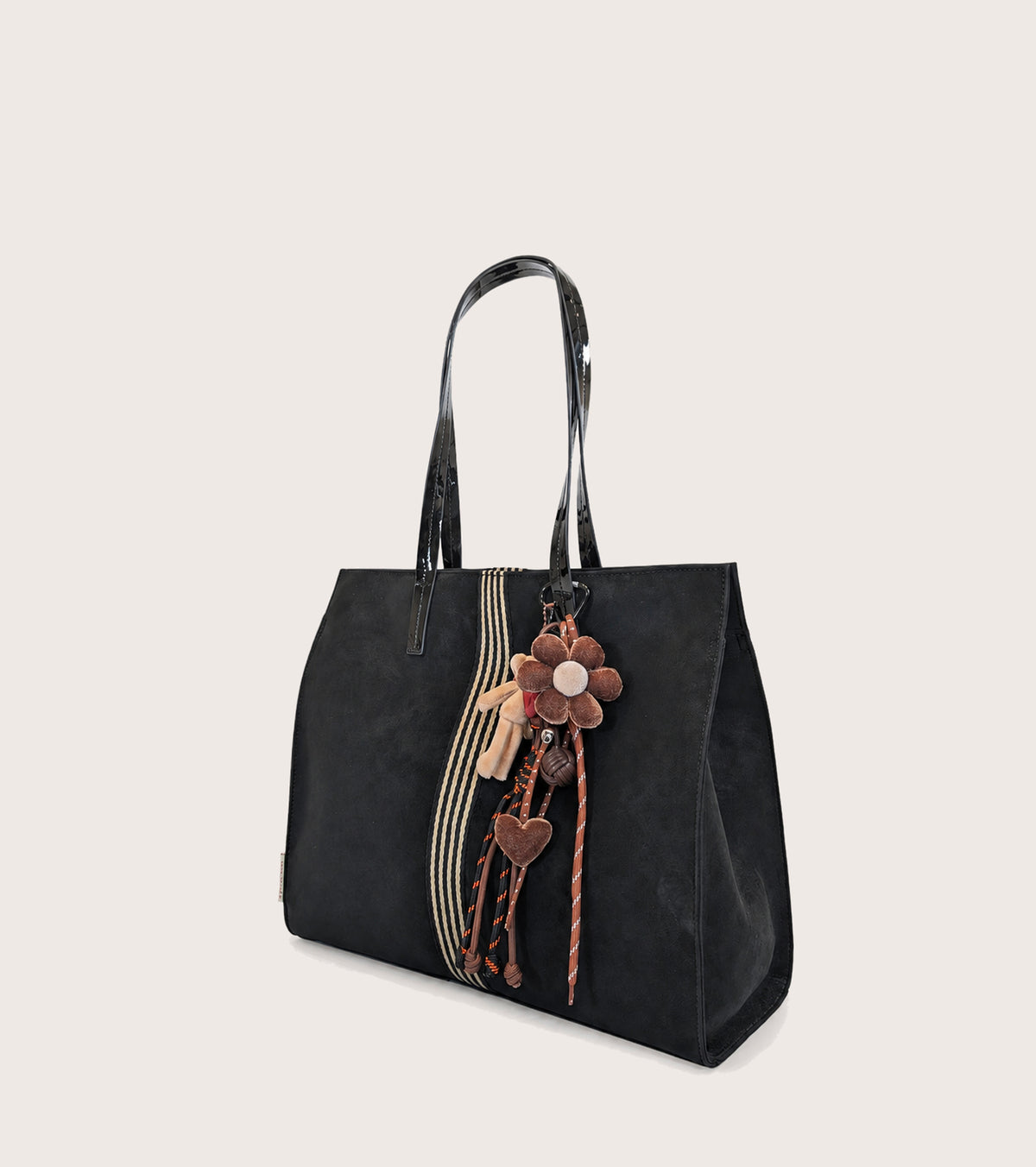 Borsa shopping in ecopelle scamosciata nero diamante
