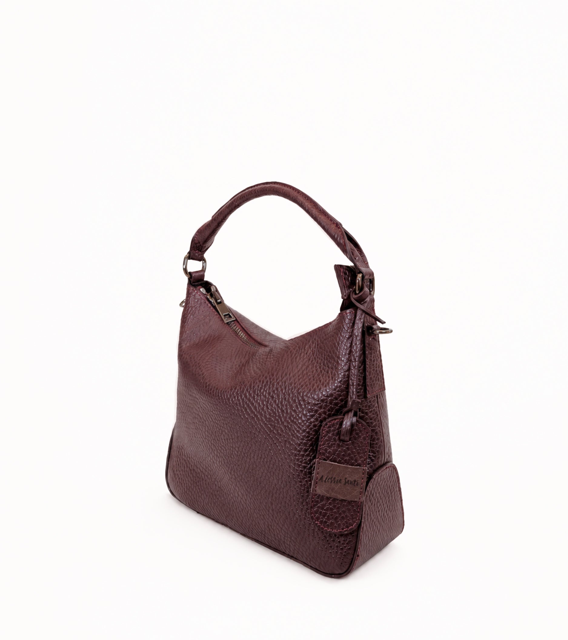 Hobo-taske med charm i farven prune