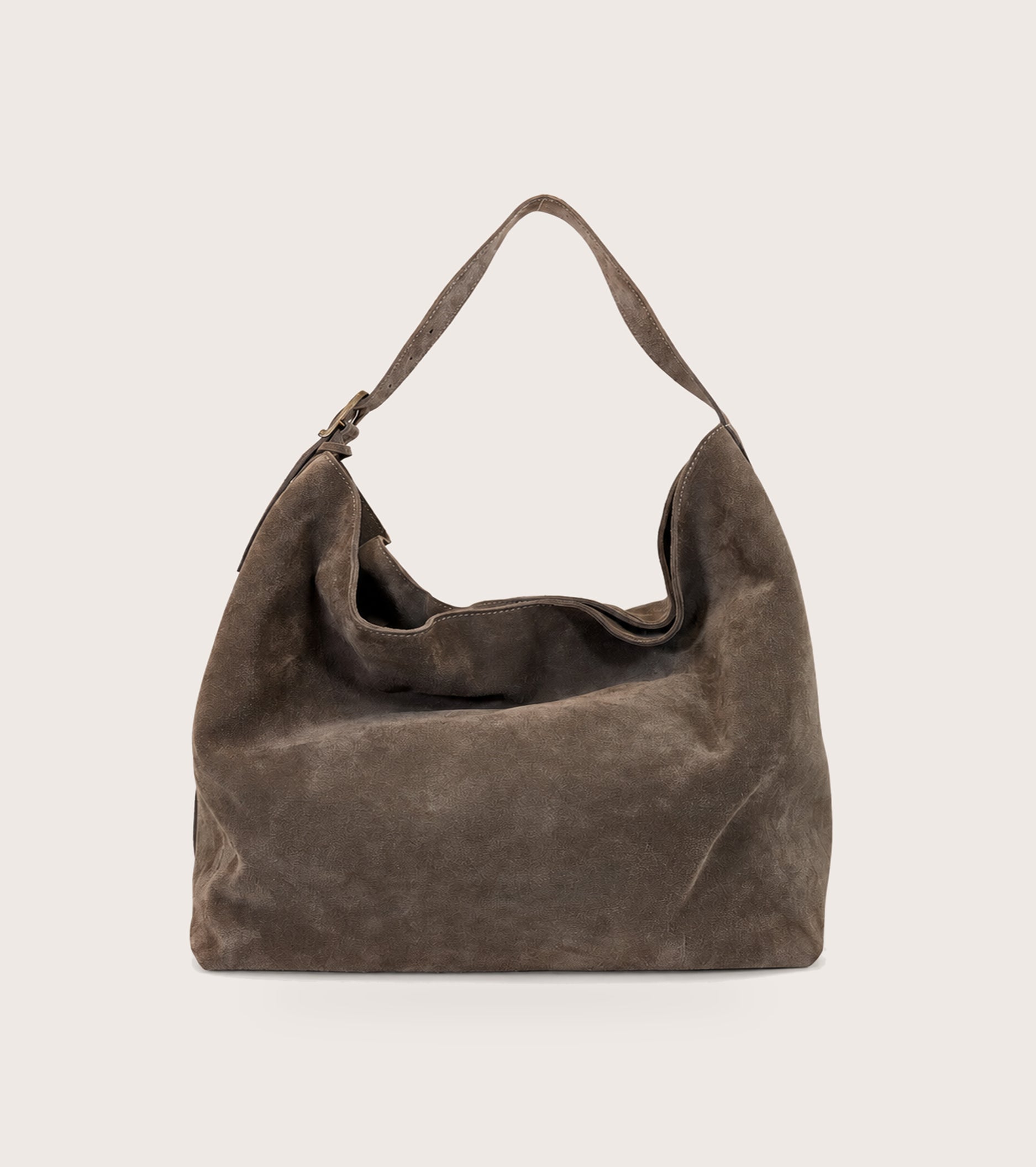 Borsa a spalla in suede con charm castoro