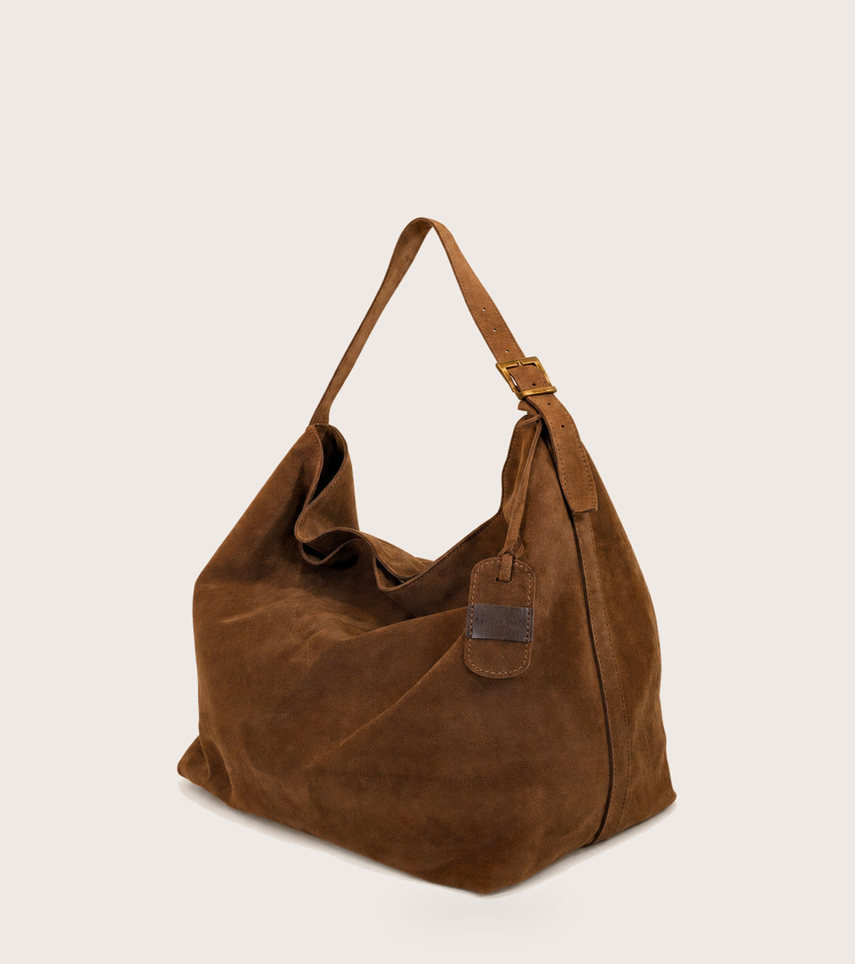 Borsa a spalla in suede con charm terra