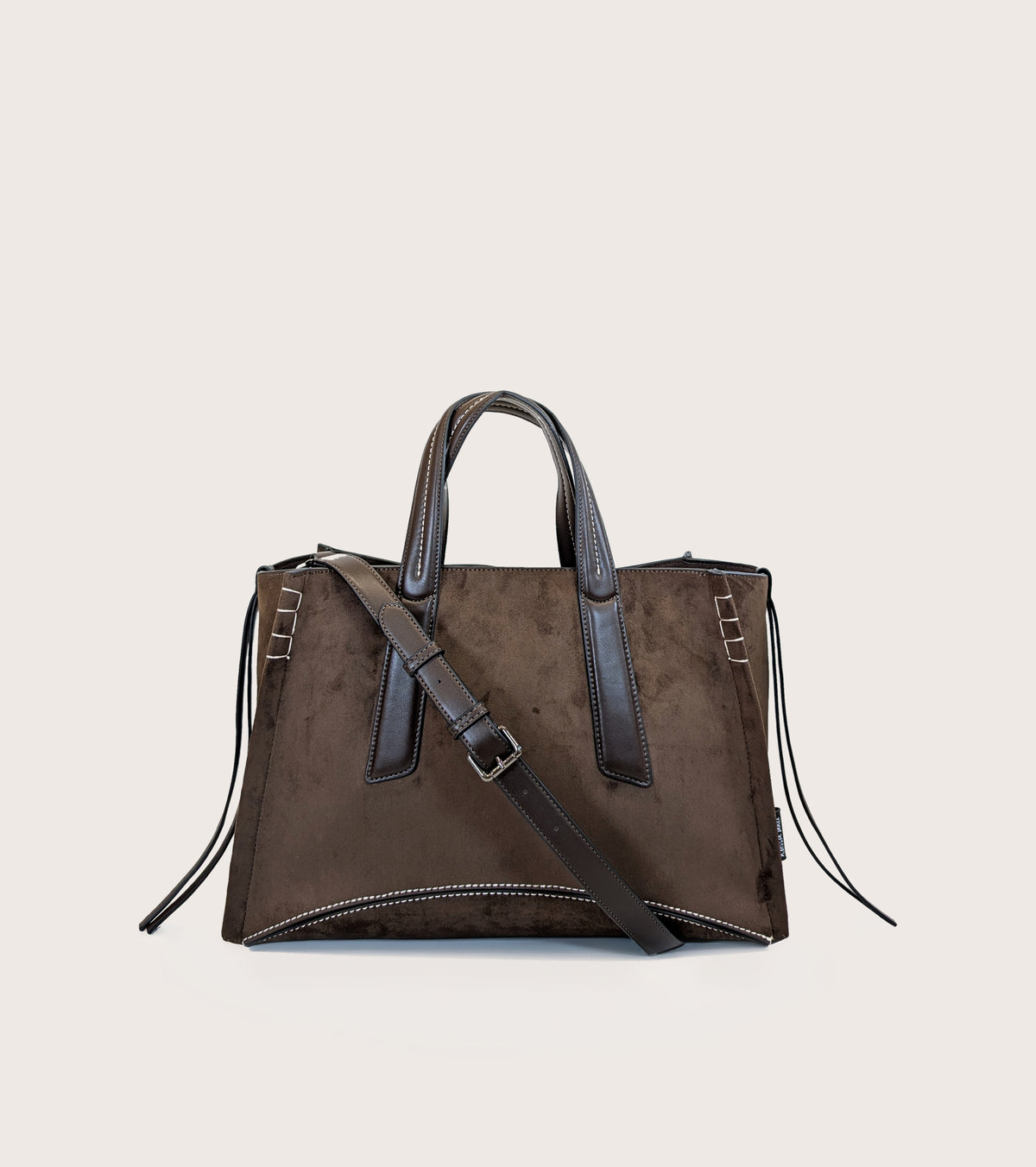 Ebony-coloured faux suede shopping bag