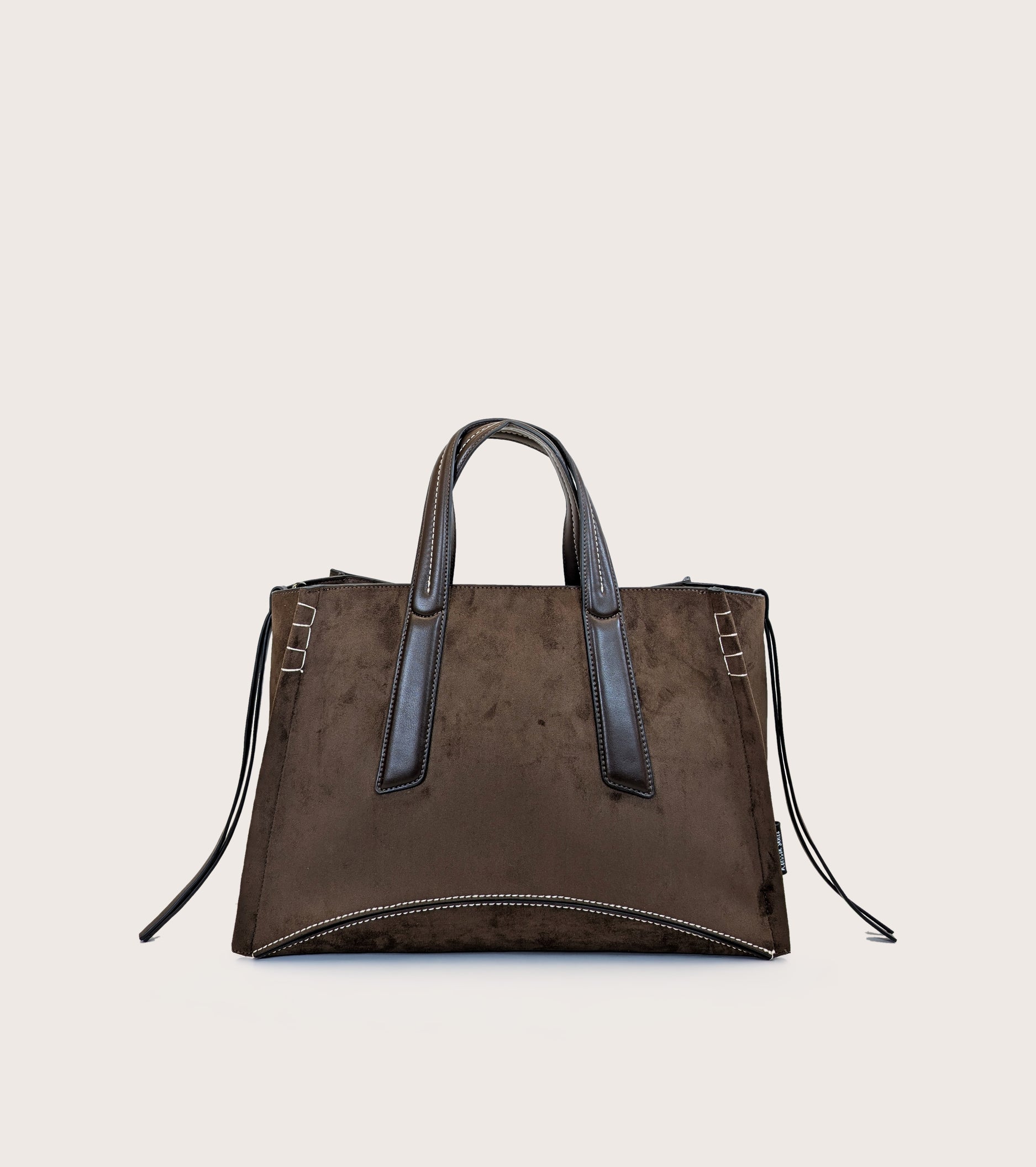 Shoppingtaske i imiteret ruskind i farven ebony