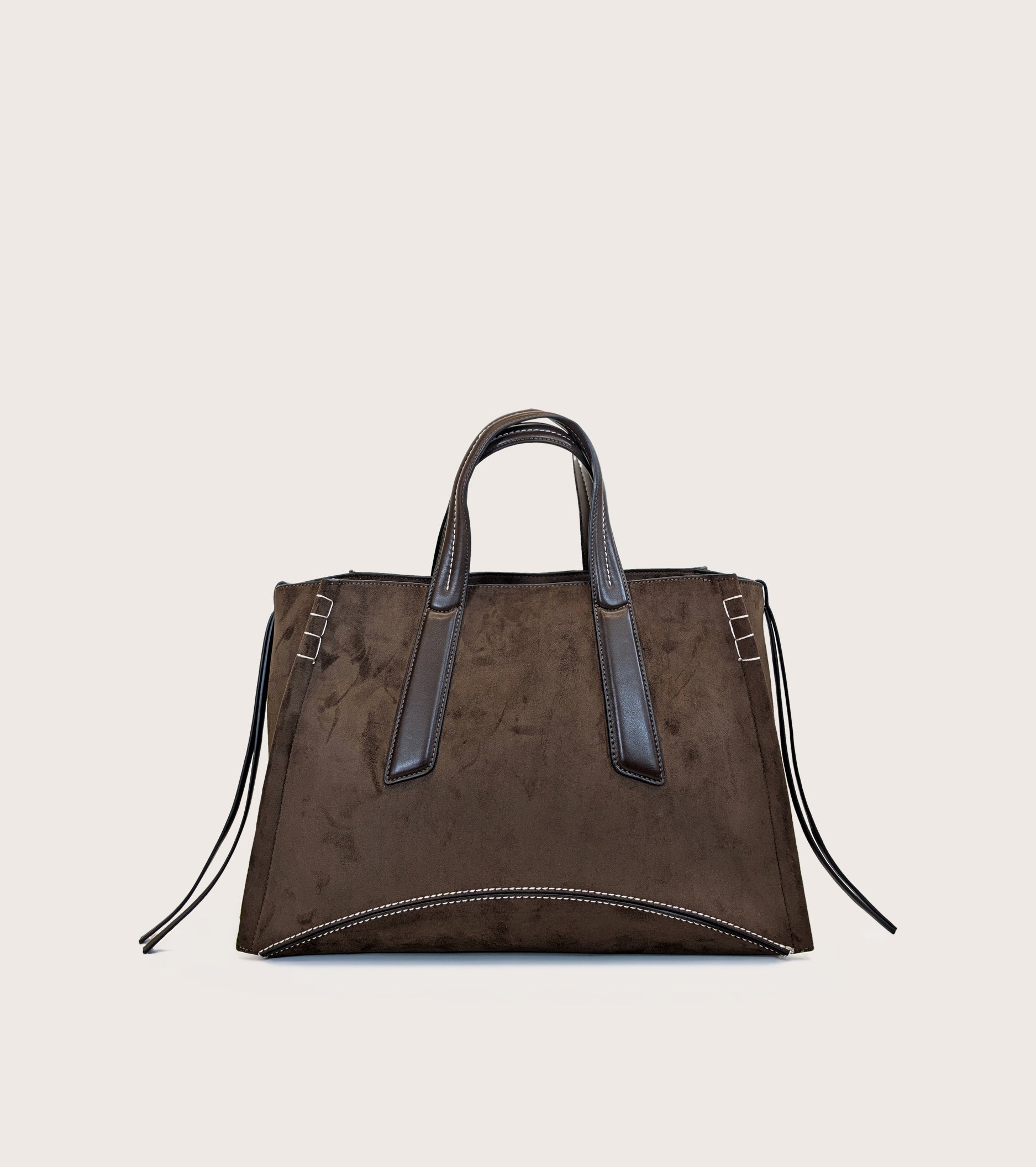 Shoppingtaske i imiteret ruskind i farven ebony