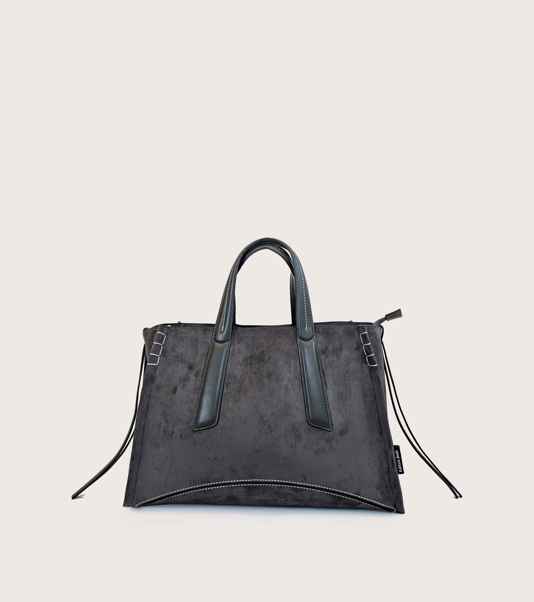 Chalkboard-coloured faux suede shopping bag