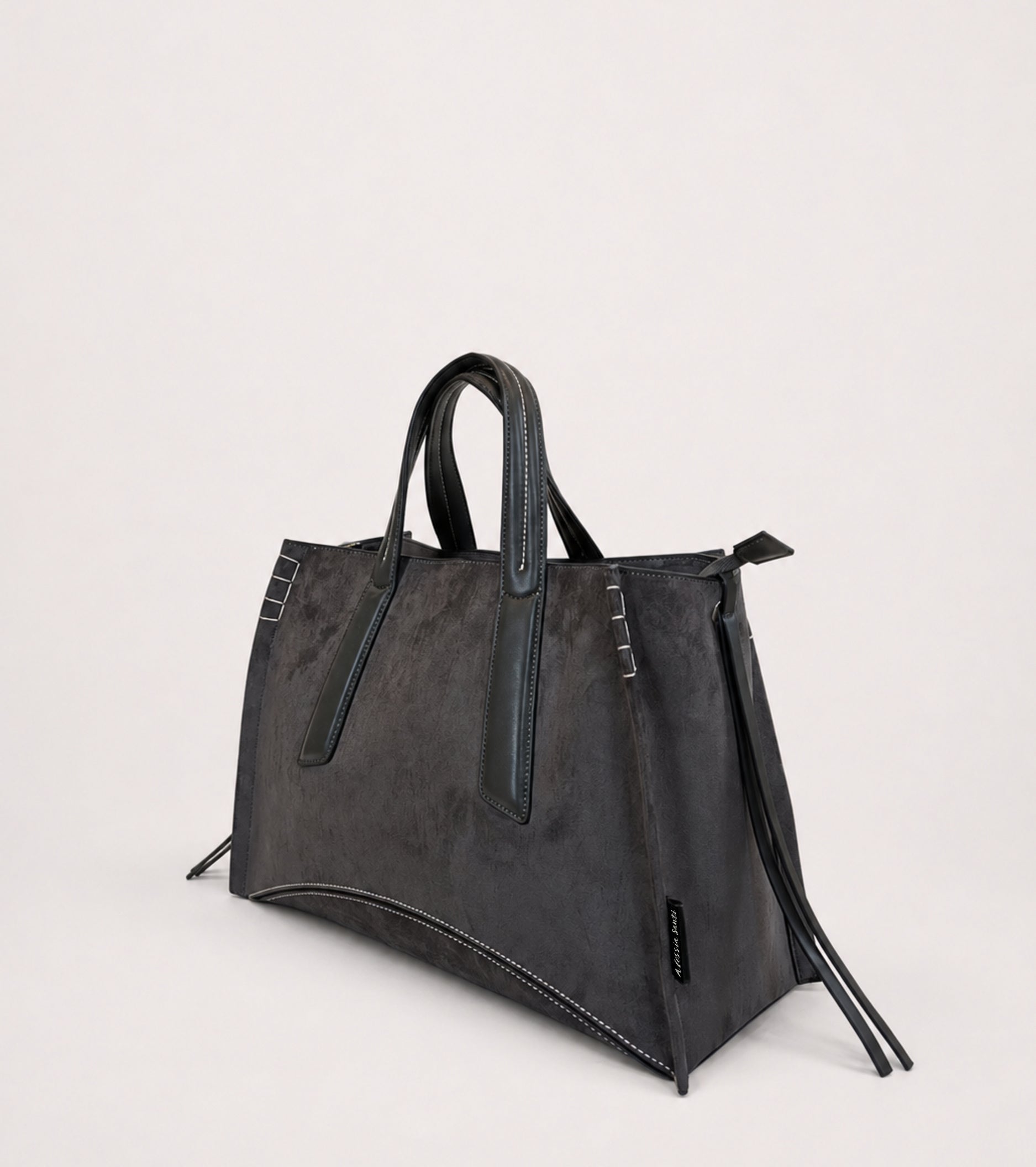 Chalkboard-coloured faux suede shopping bag