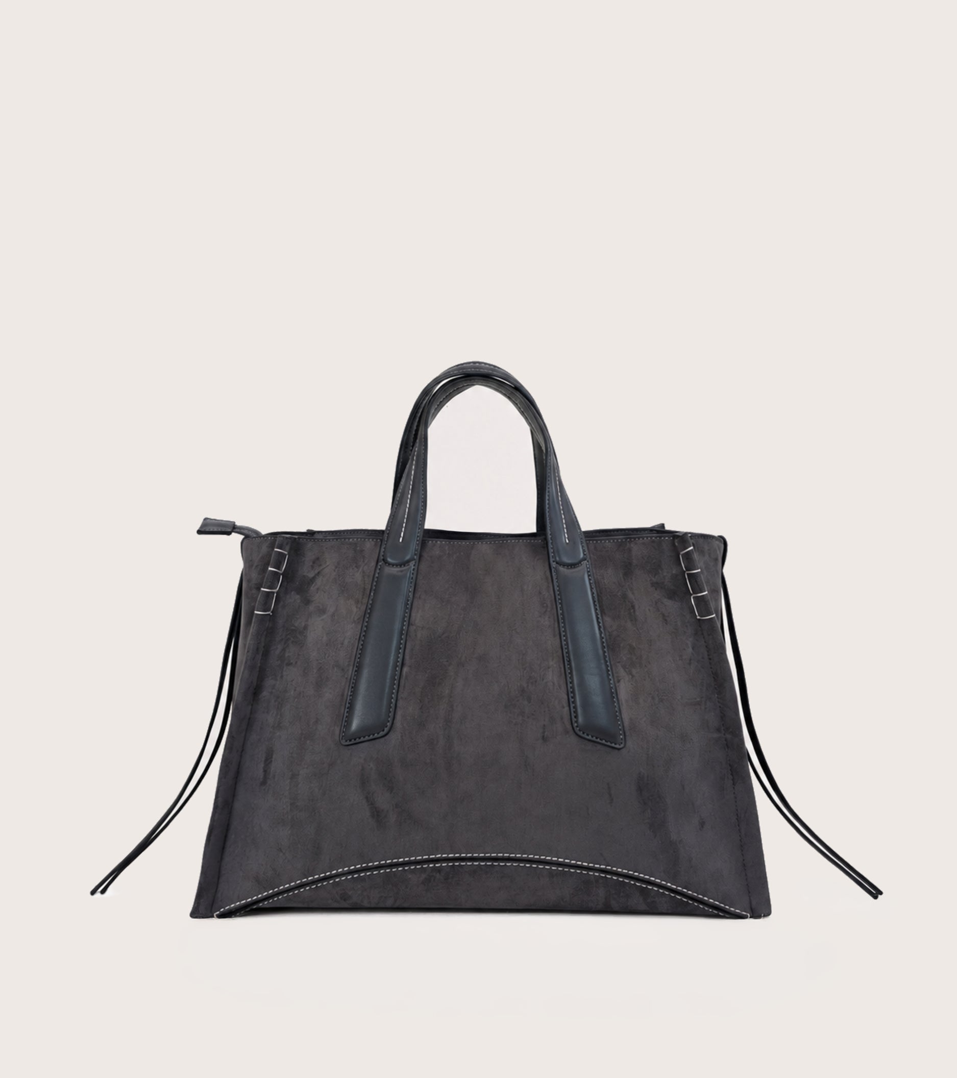 Chalkboard-coloured faux suede shopping bag