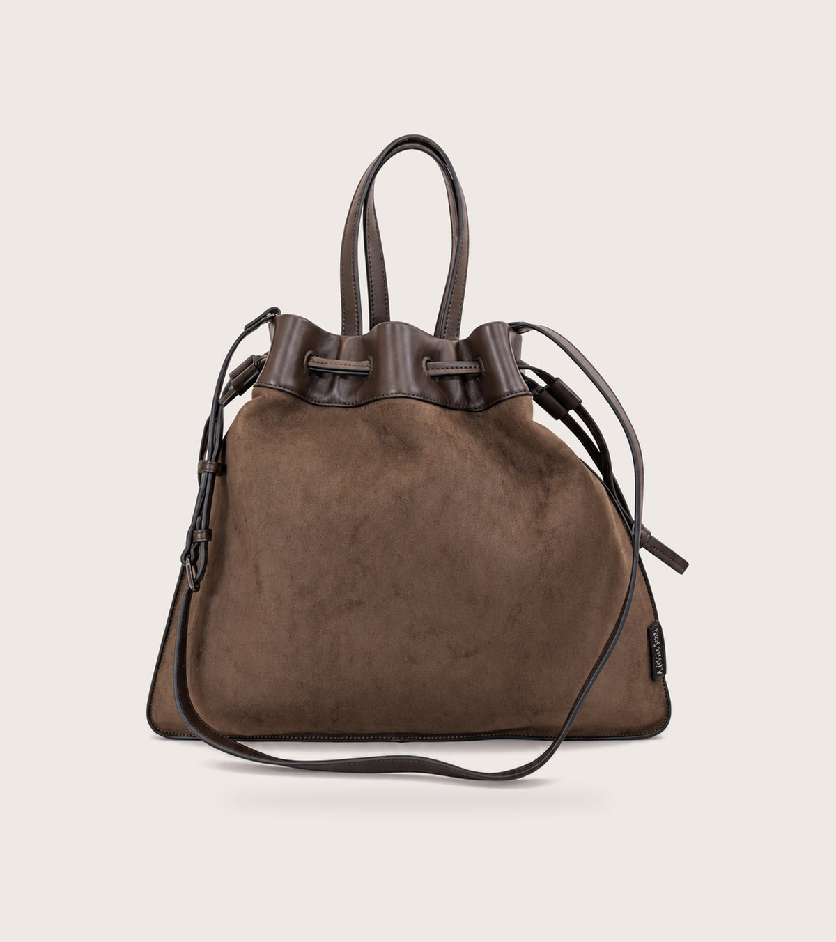 Ebony-coloured faux suede handbag