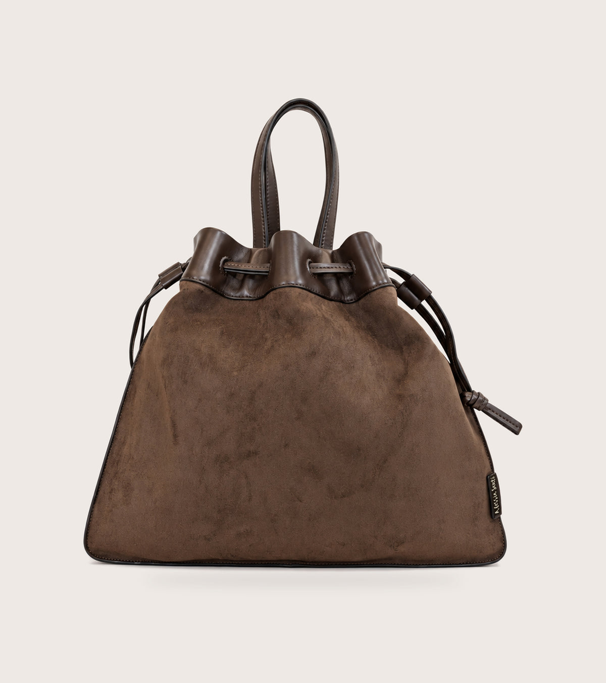 Ebony-coloured faux suede handbag