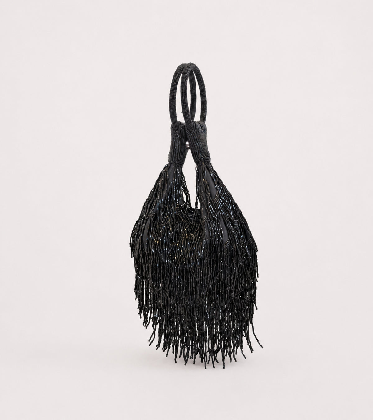 Borsa a mano con manico ad anello nero diamante