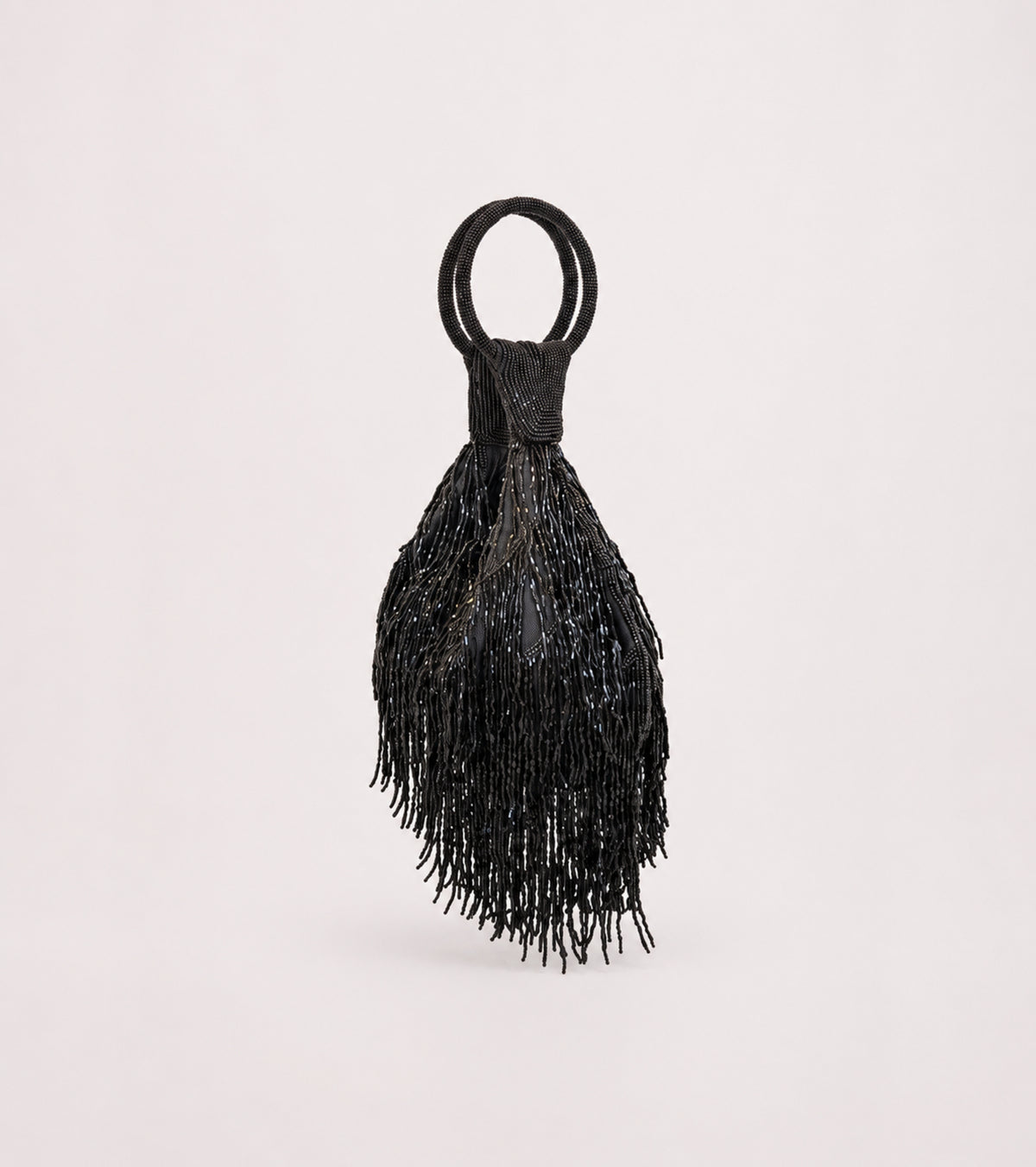 Borsa a mano con manico ad anello nero diamante