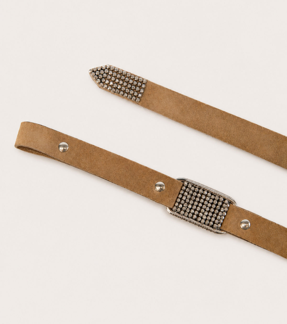 Camel-coloured suede belt