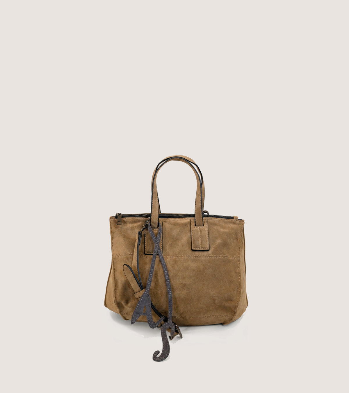 Borsa shopping in ecopelle scamosciata ermellino