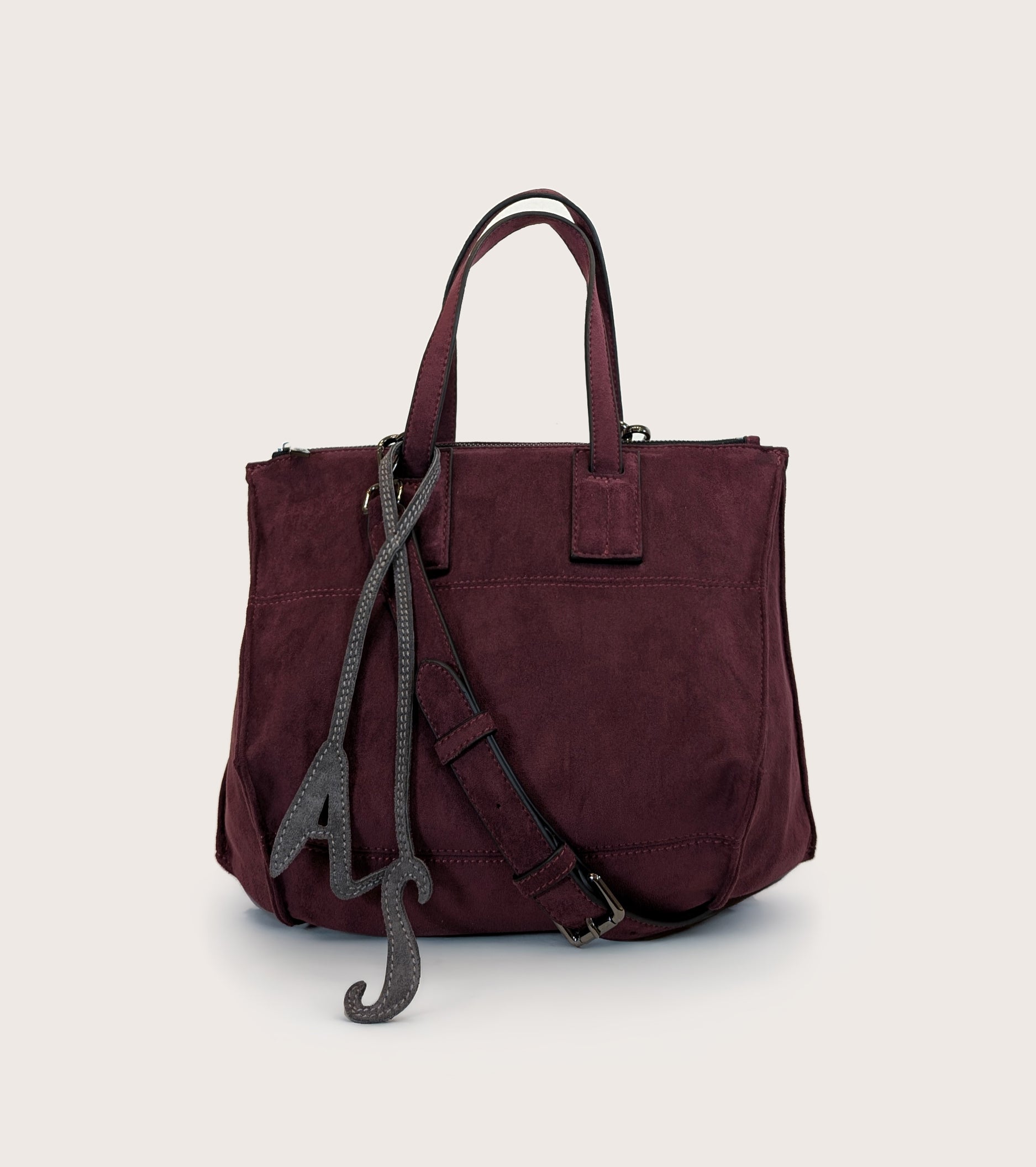 Shoppingtaske i imiteret ruskind i farven »mosto«