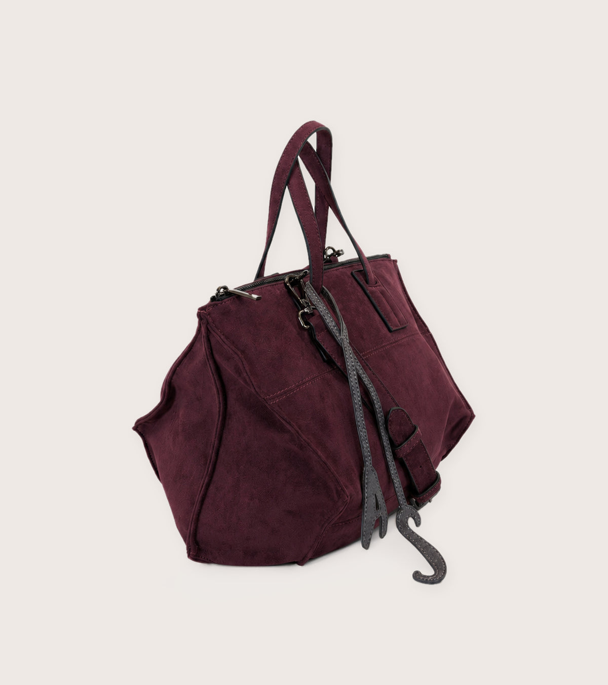Borsa shopping in ecopelle scamosciata mosto