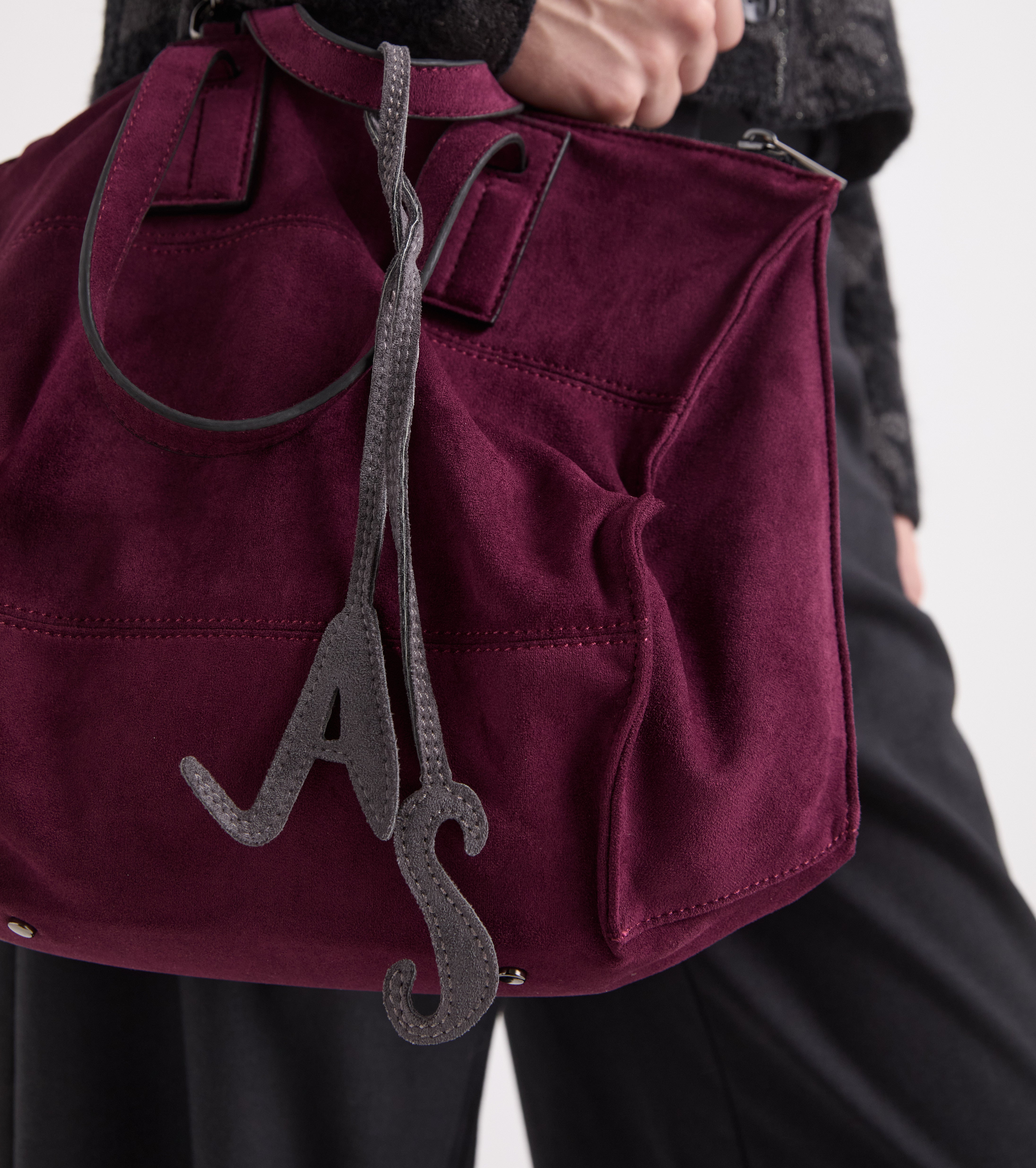 Shoppingtaske i imiteret ruskind i farven »mosto«