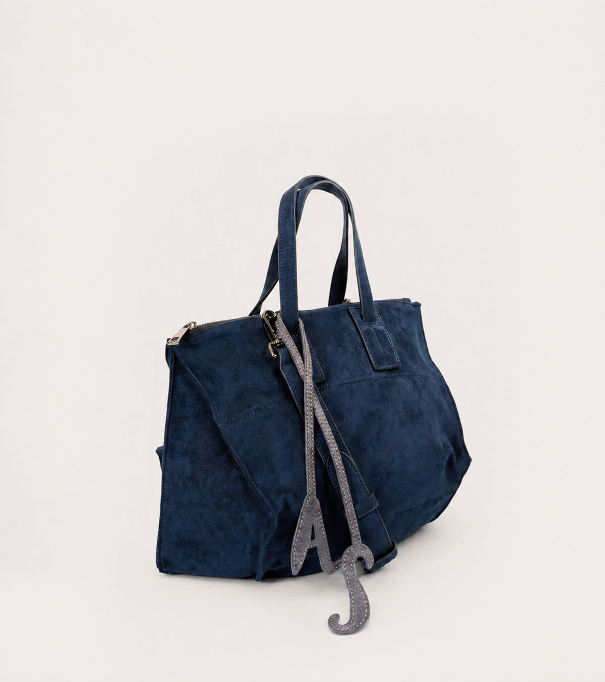 Borsa shopping in ecopelle scamosciata mezzanotte