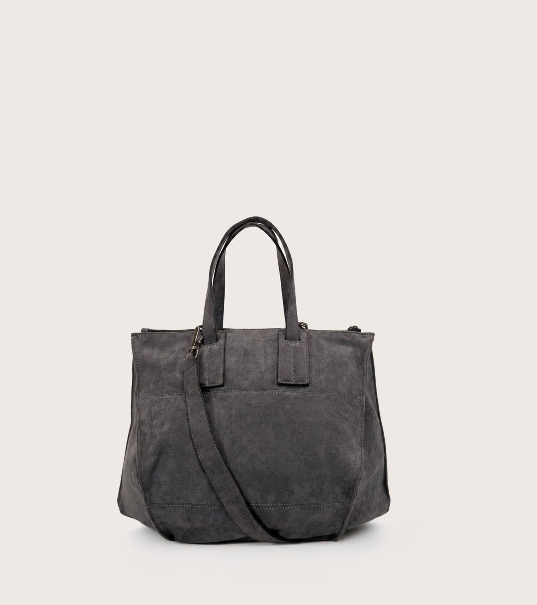 Borsa shopping in ecopelle scamosciata lavagna