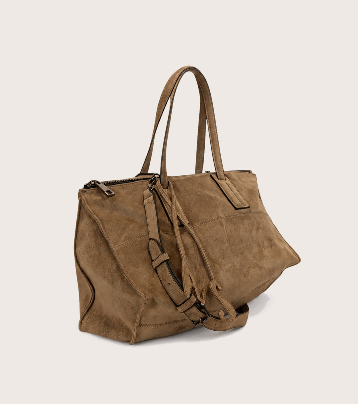 Borsa shopping scamosciata con charm AS ermellino