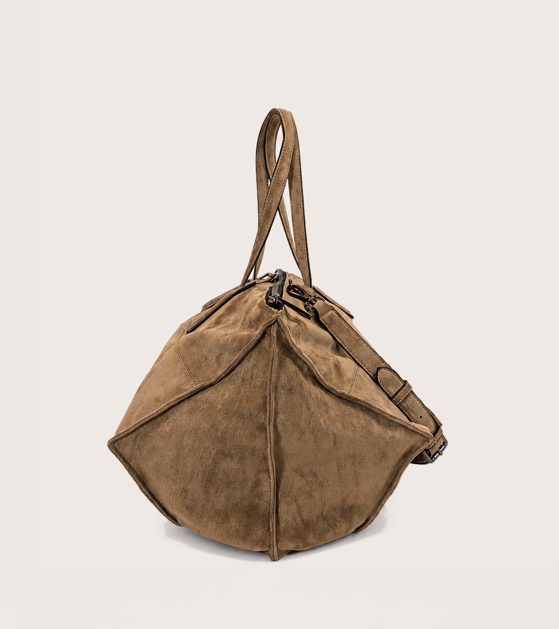 Borsa shopping scamosciata con charm AS ermellino