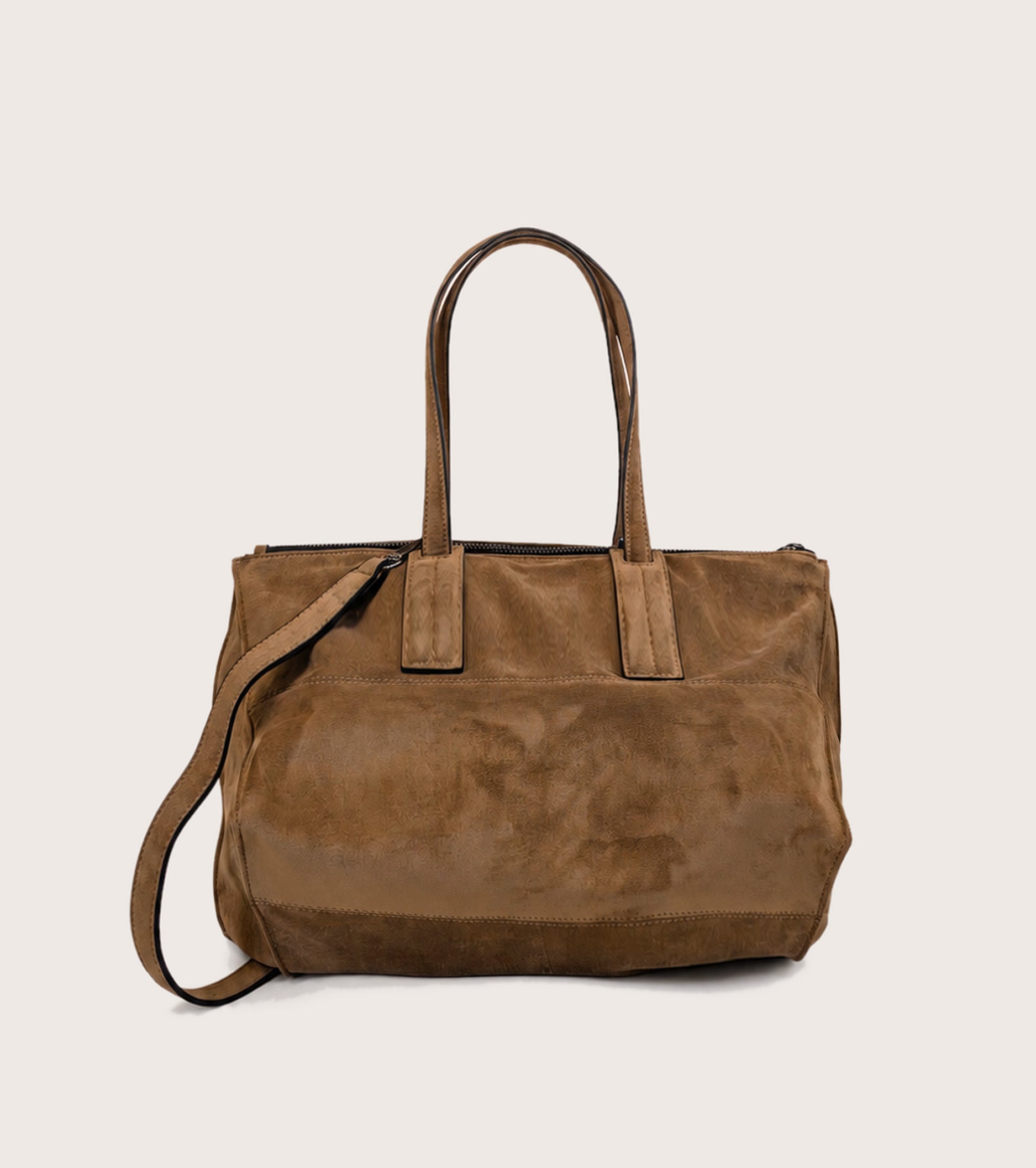 Borsa shopping scamosciata con charm AS ermellino