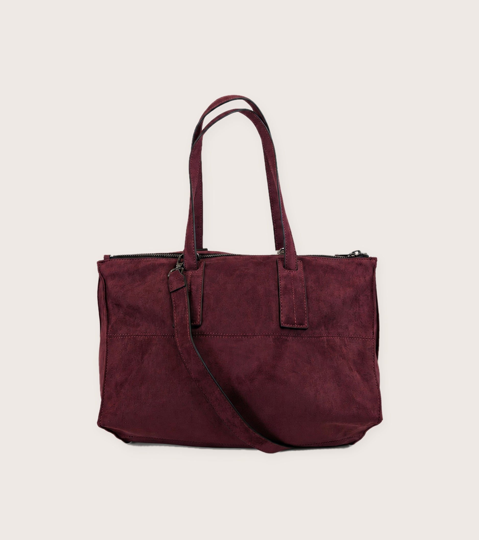 Borsa shopping scamosciata con charm AS mosto
