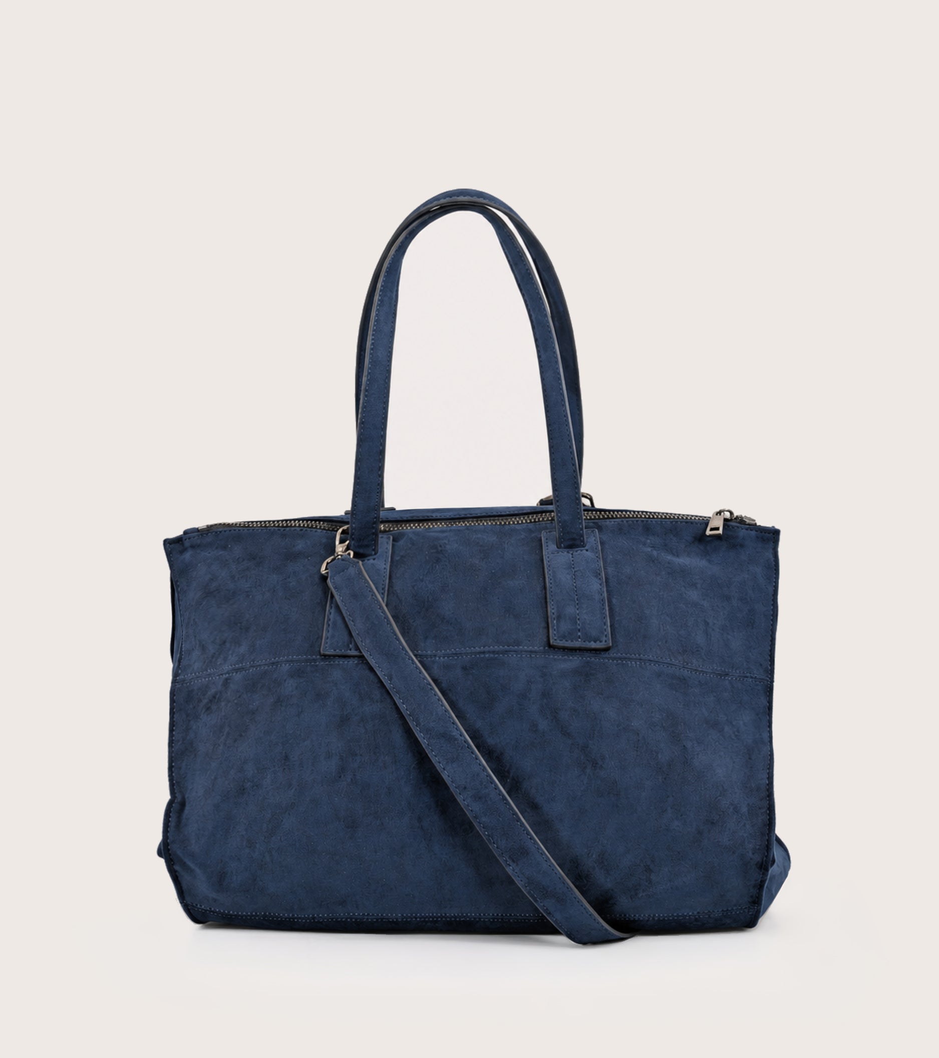 Borsa shopping scamosciata con charm AS mezzanotte
