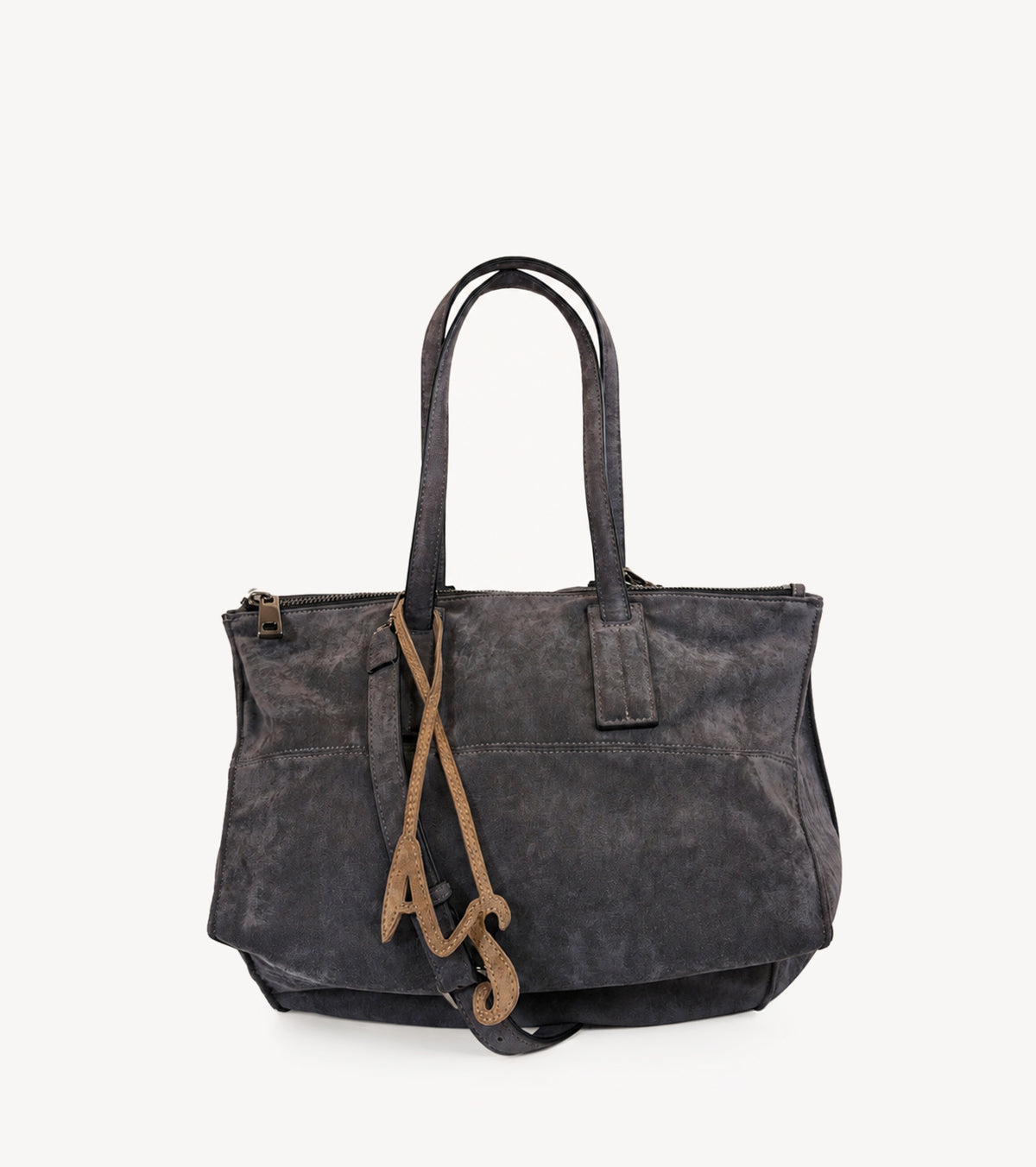 Borsa shopping scamosciata con charm AS lavagna