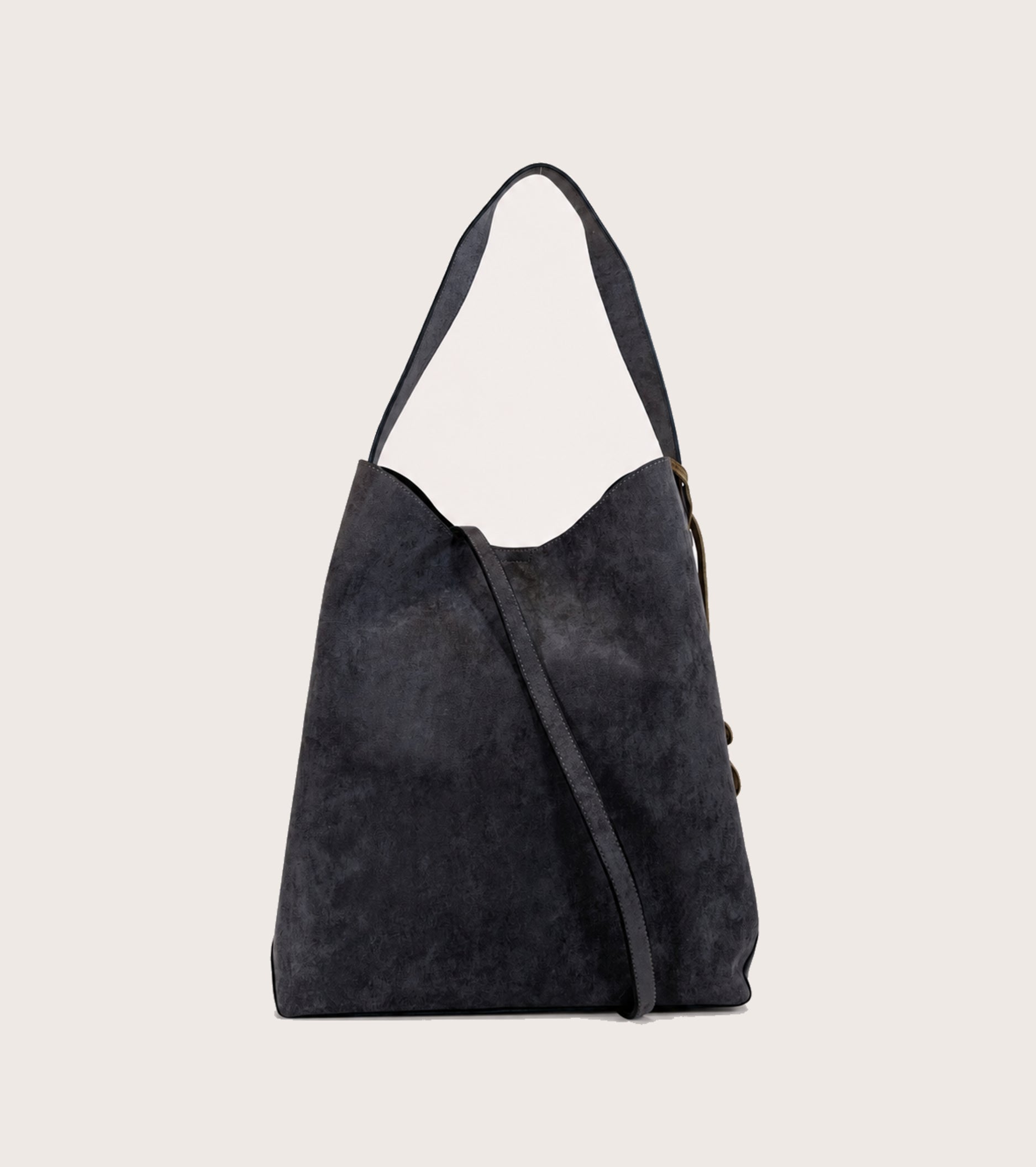 Borsa a secchiello scamosciata con charm AS lavagna