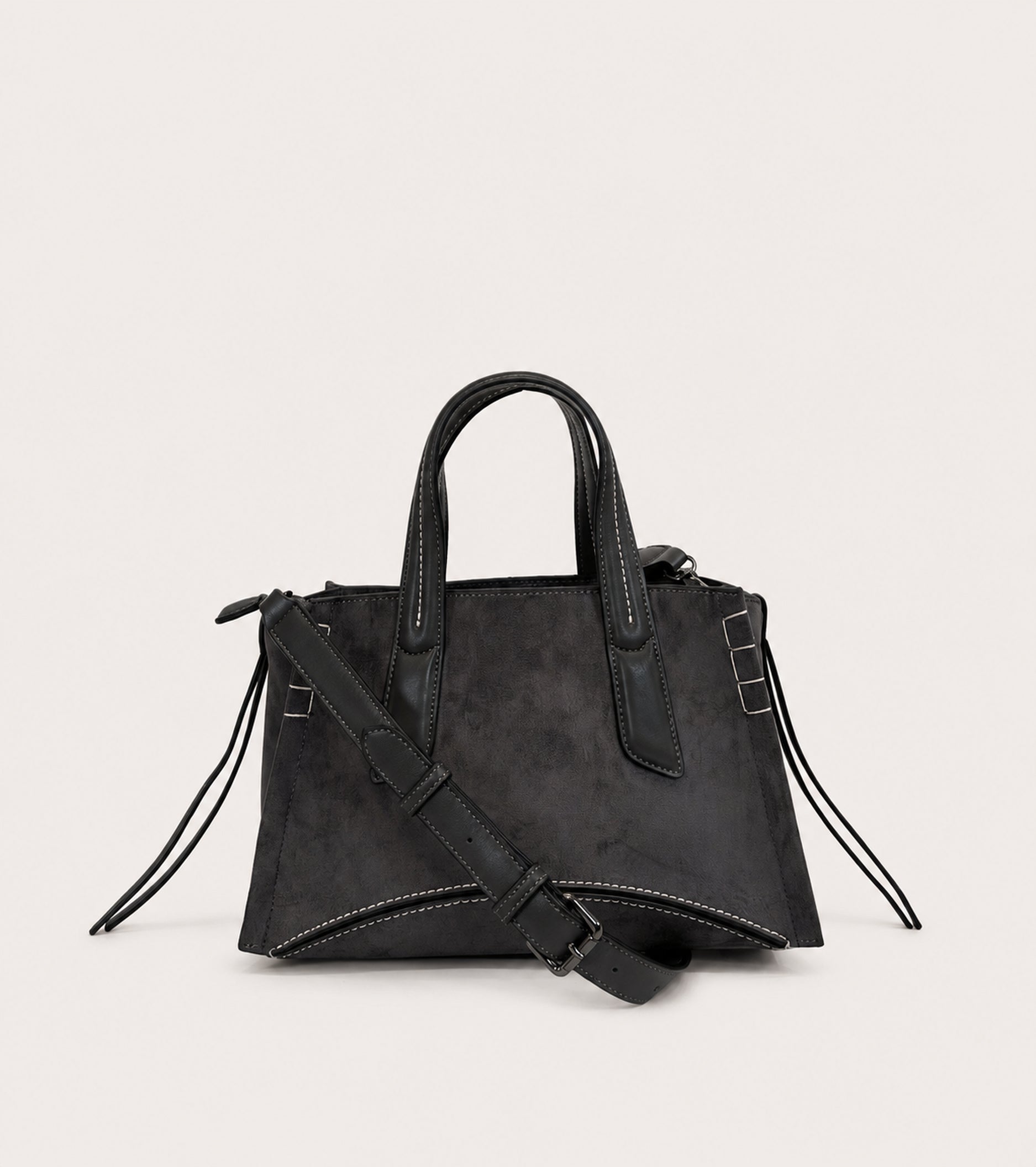 Chalkboard-coloured faux suede handbag