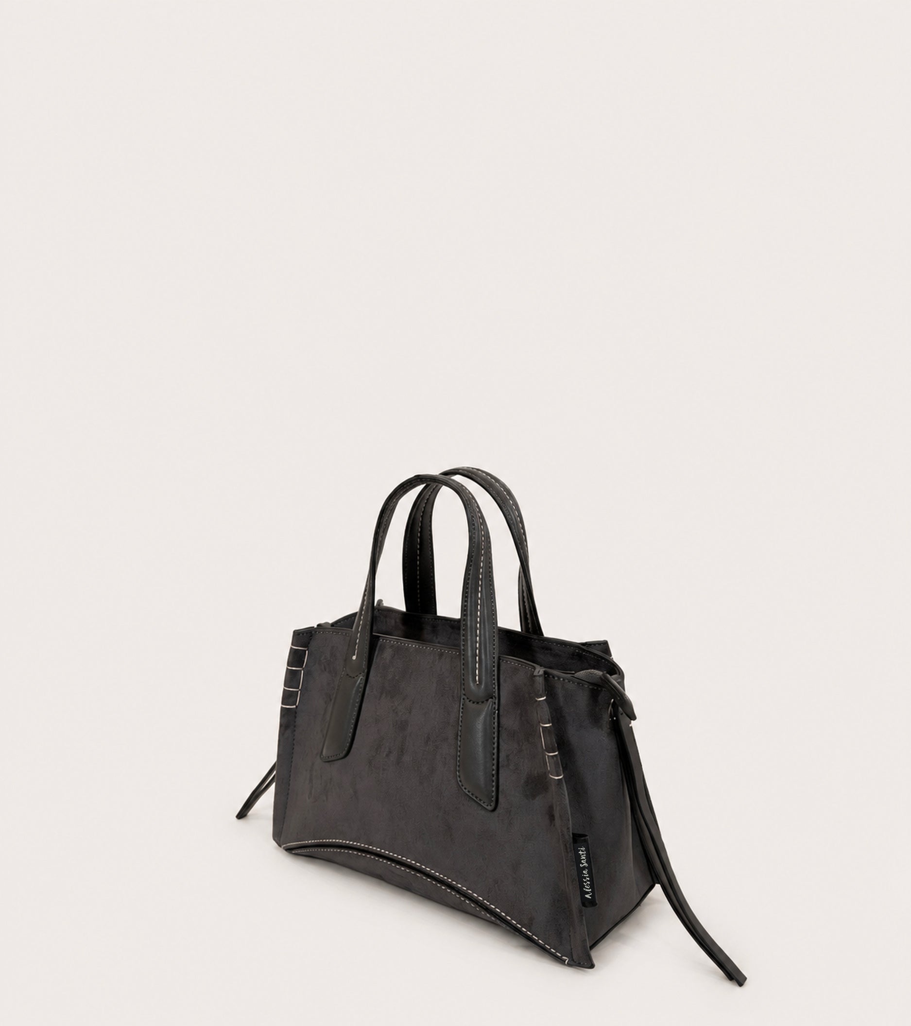Chalkboard-coloured faux suede handbag