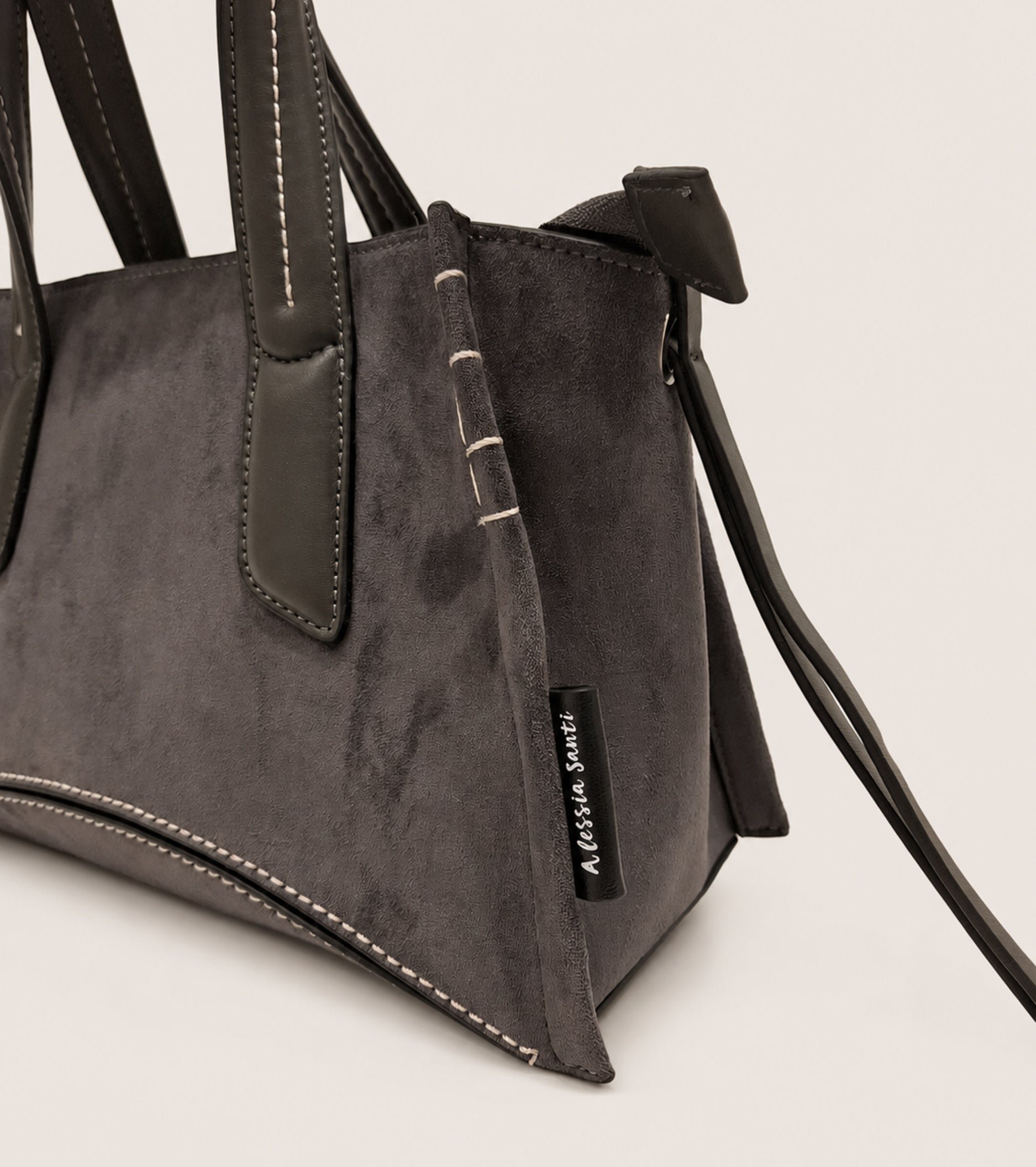 Chalkboard-coloured faux suede handbag