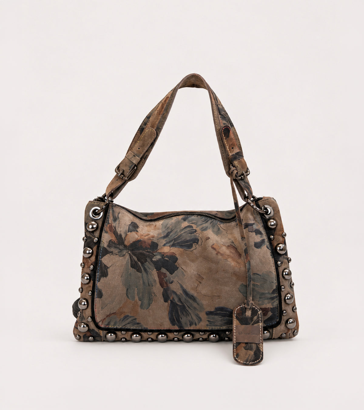 Borsa a spalla con stampa e borchie stampa multicolor