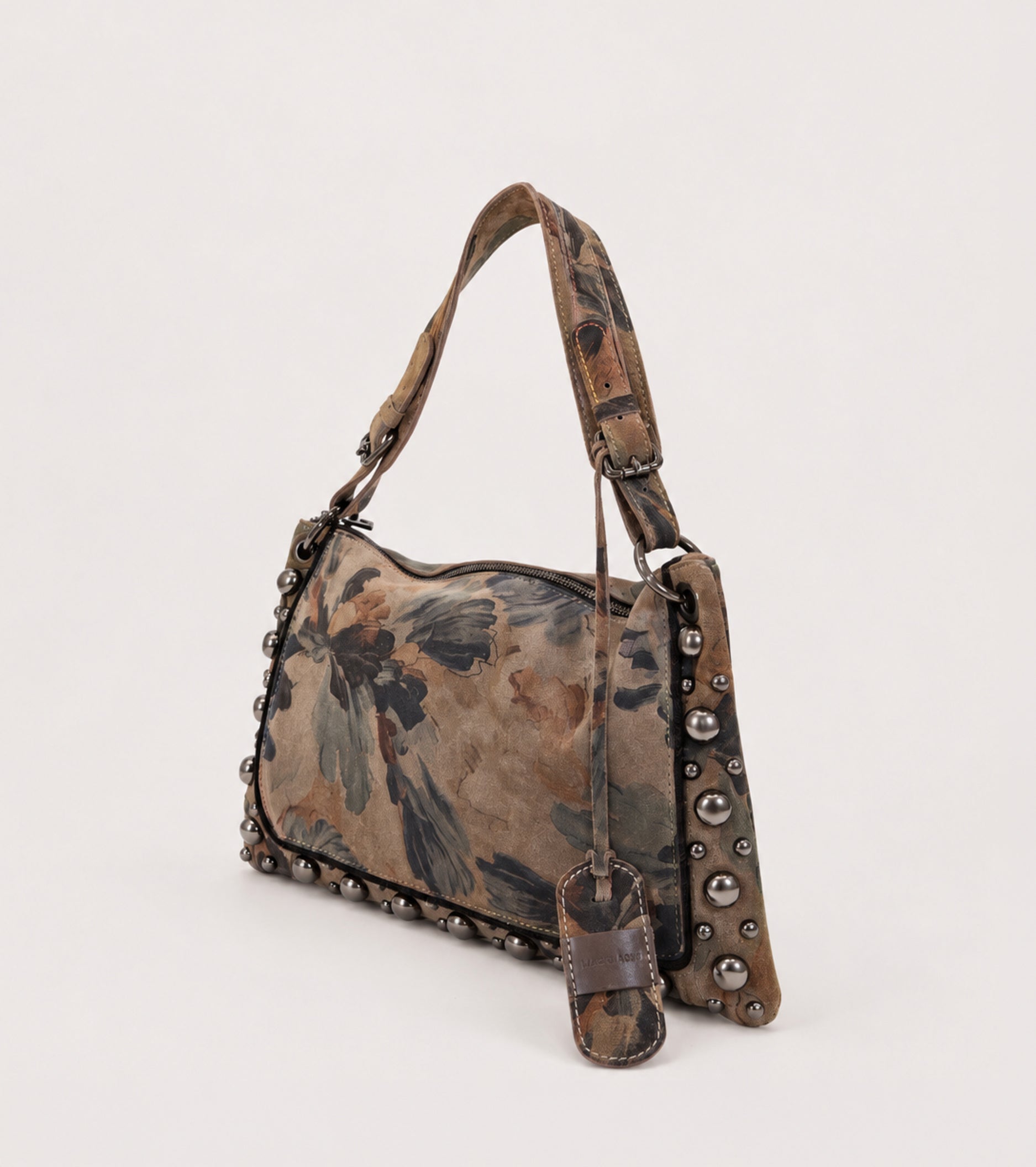 Borsa a spalla con stampa e borchie stampa multicolor