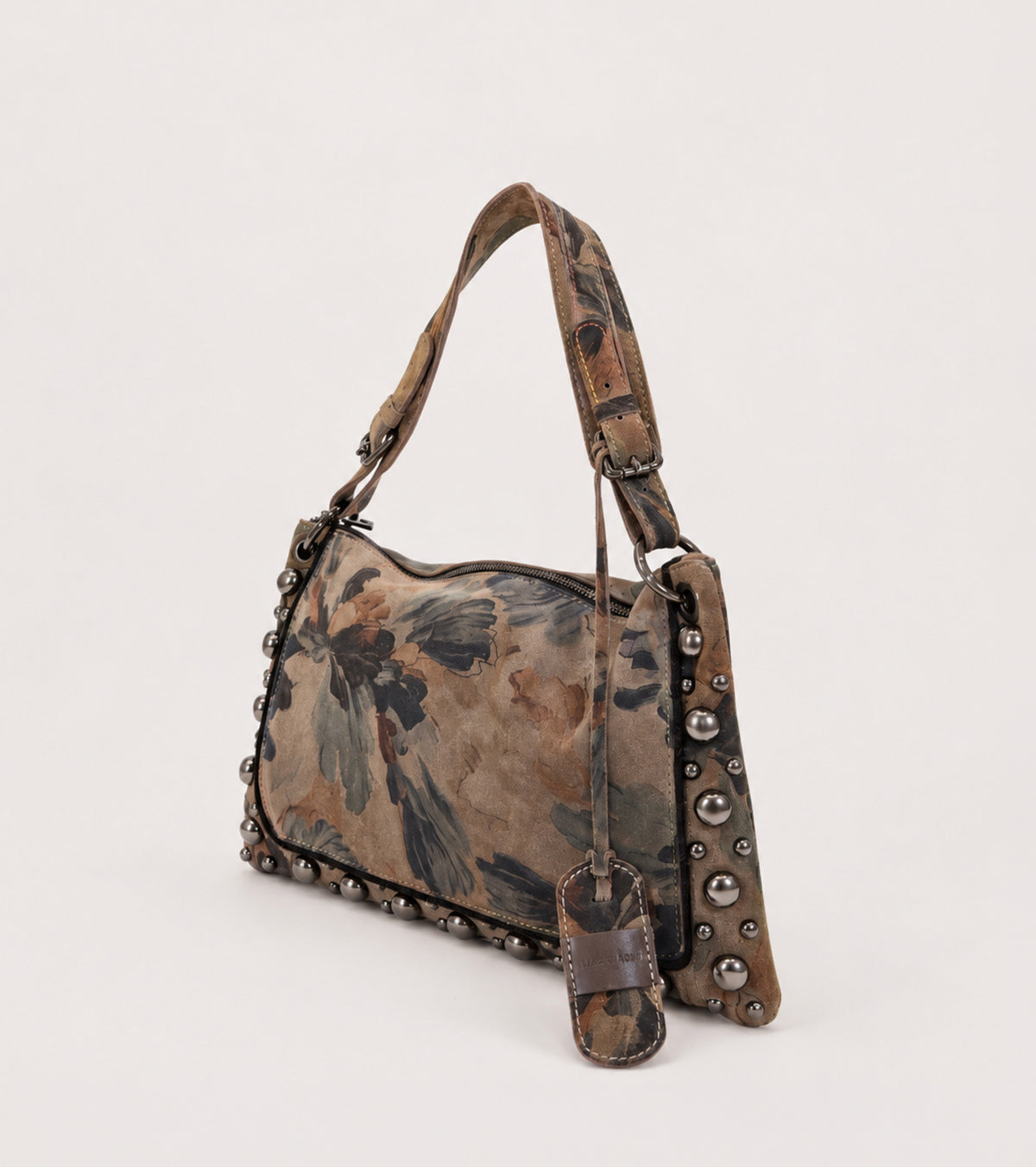 Borsa a spalla con stampa e borchie stampa multicolor