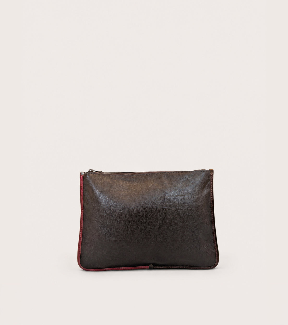 Ebony zip-fastened clutch bag