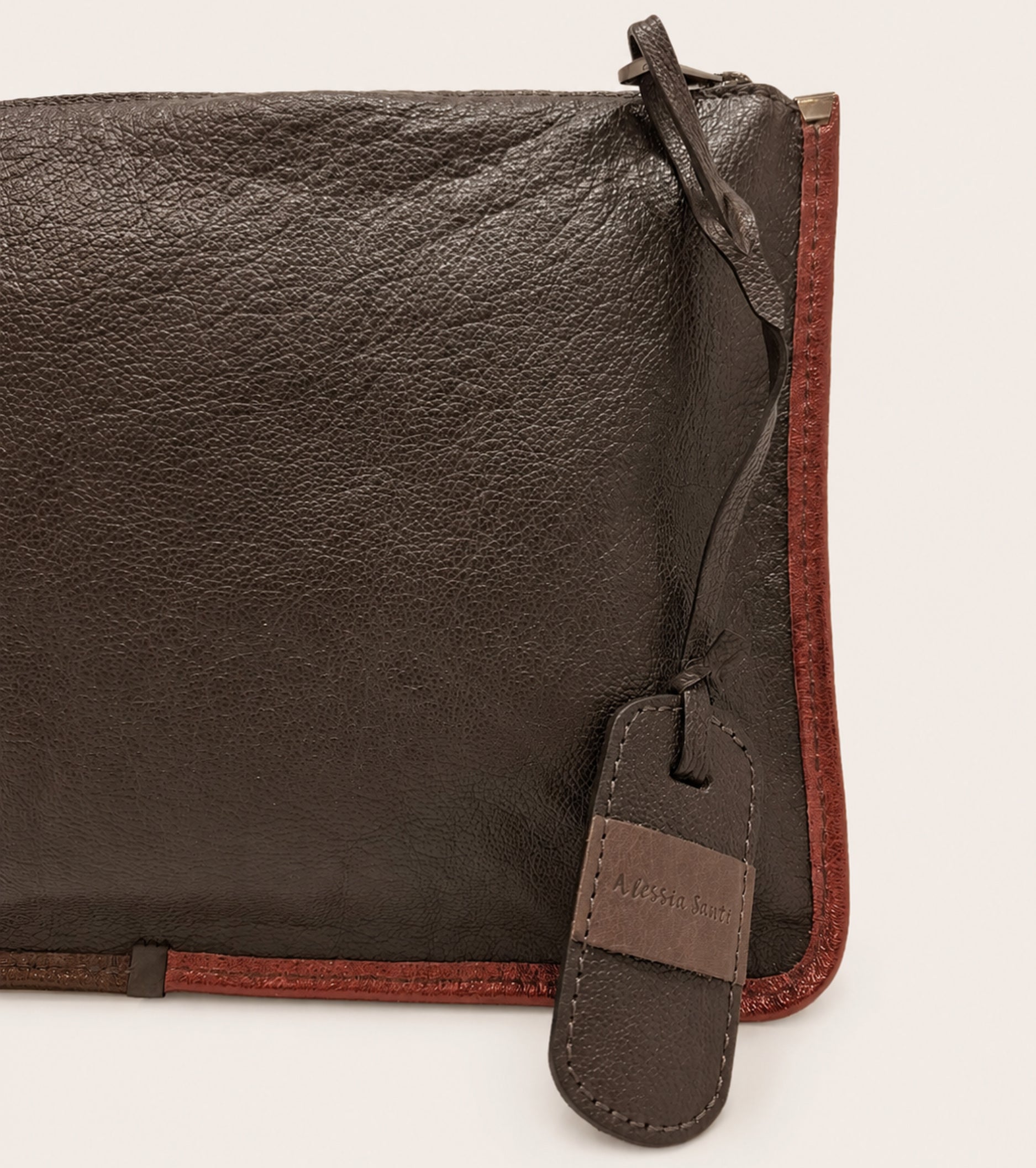 Clutch med lynlås i ebony