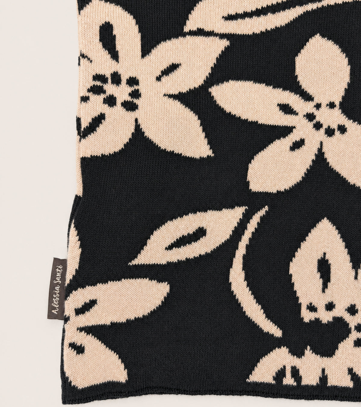 Scaldacollo in maglia floreale nero beige
