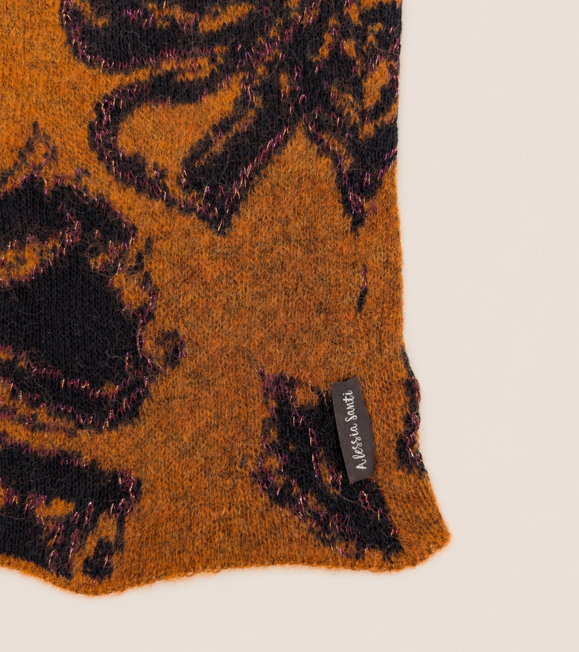 Scaldacollo in filato di misto cotone arancio navy