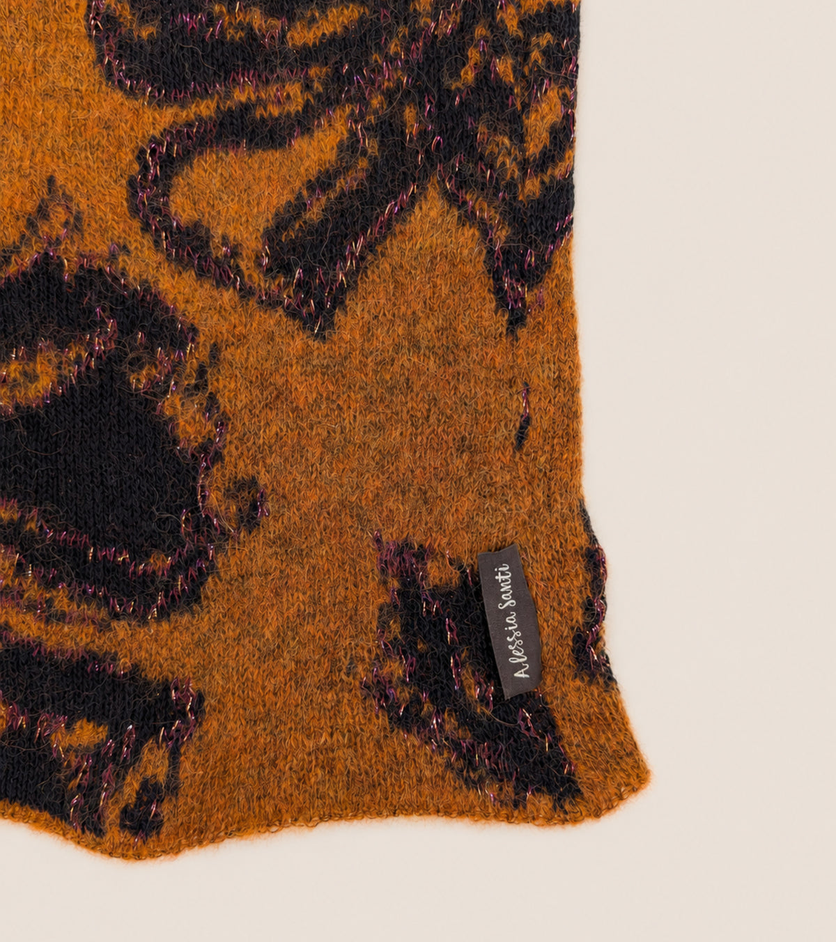 Scaldacollo in filato di misto cotone arancio navy