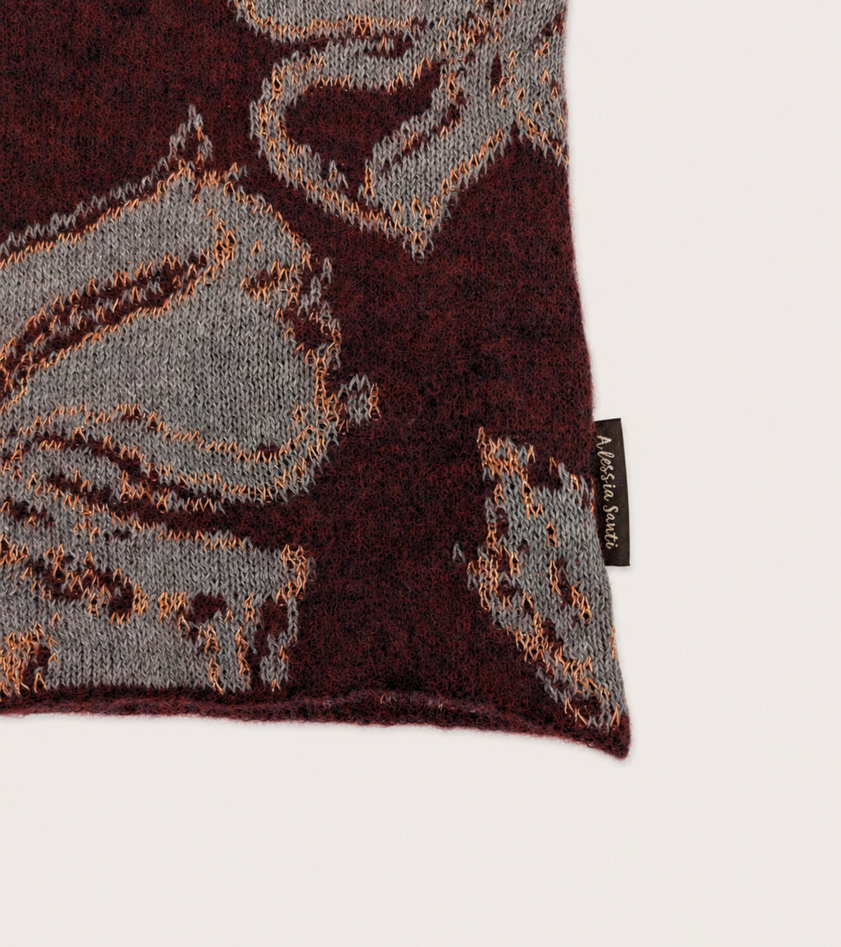 Scaldacollo in filato di misto cotone bordeaux grigio