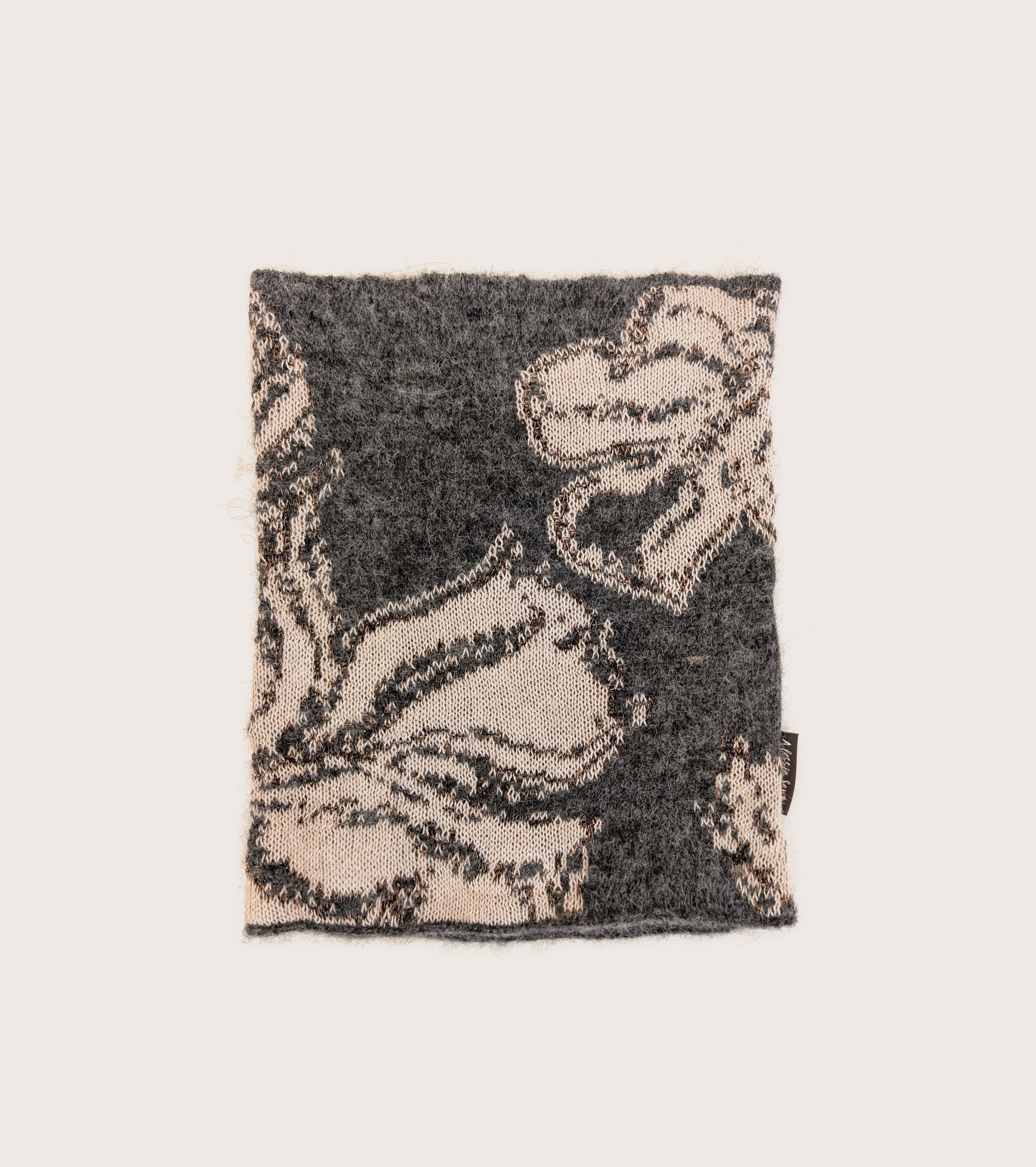 Scaldacollo in filato di misto cotone grigio beige