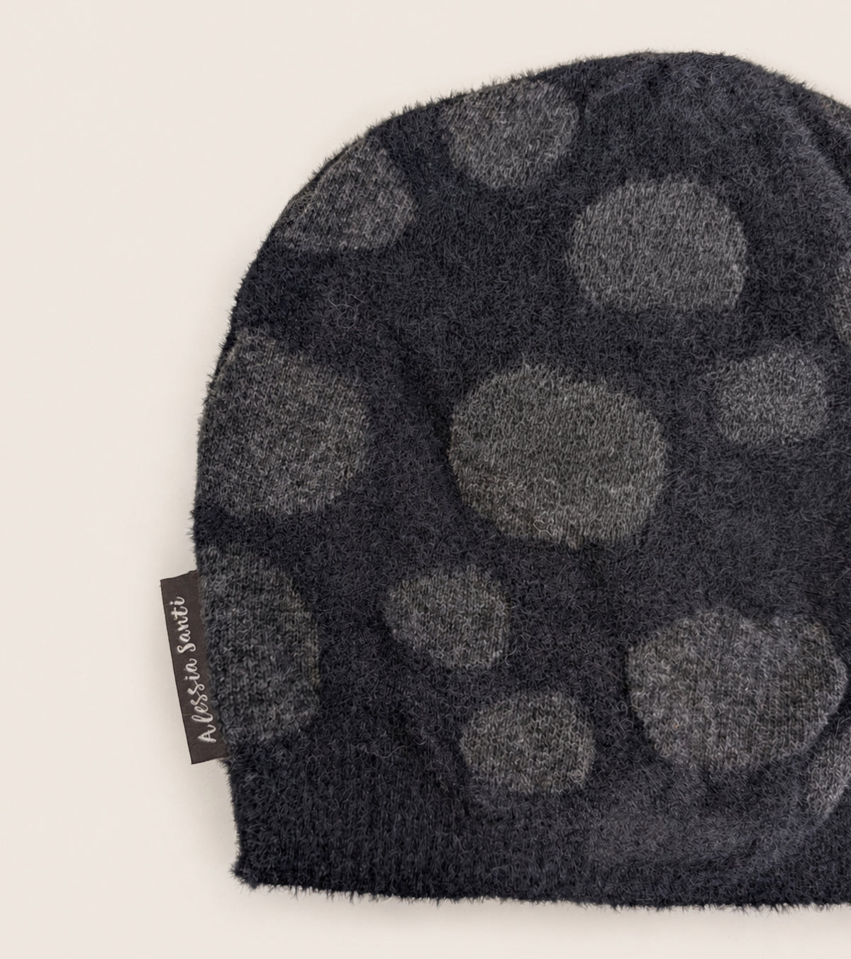 Berretto beanie in filato di misto alpaca antracite nero