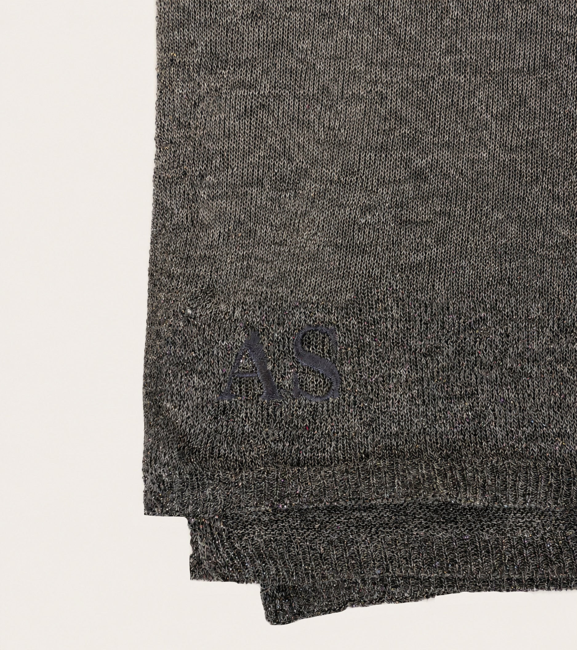 Scarf in grey melange lurex yarn