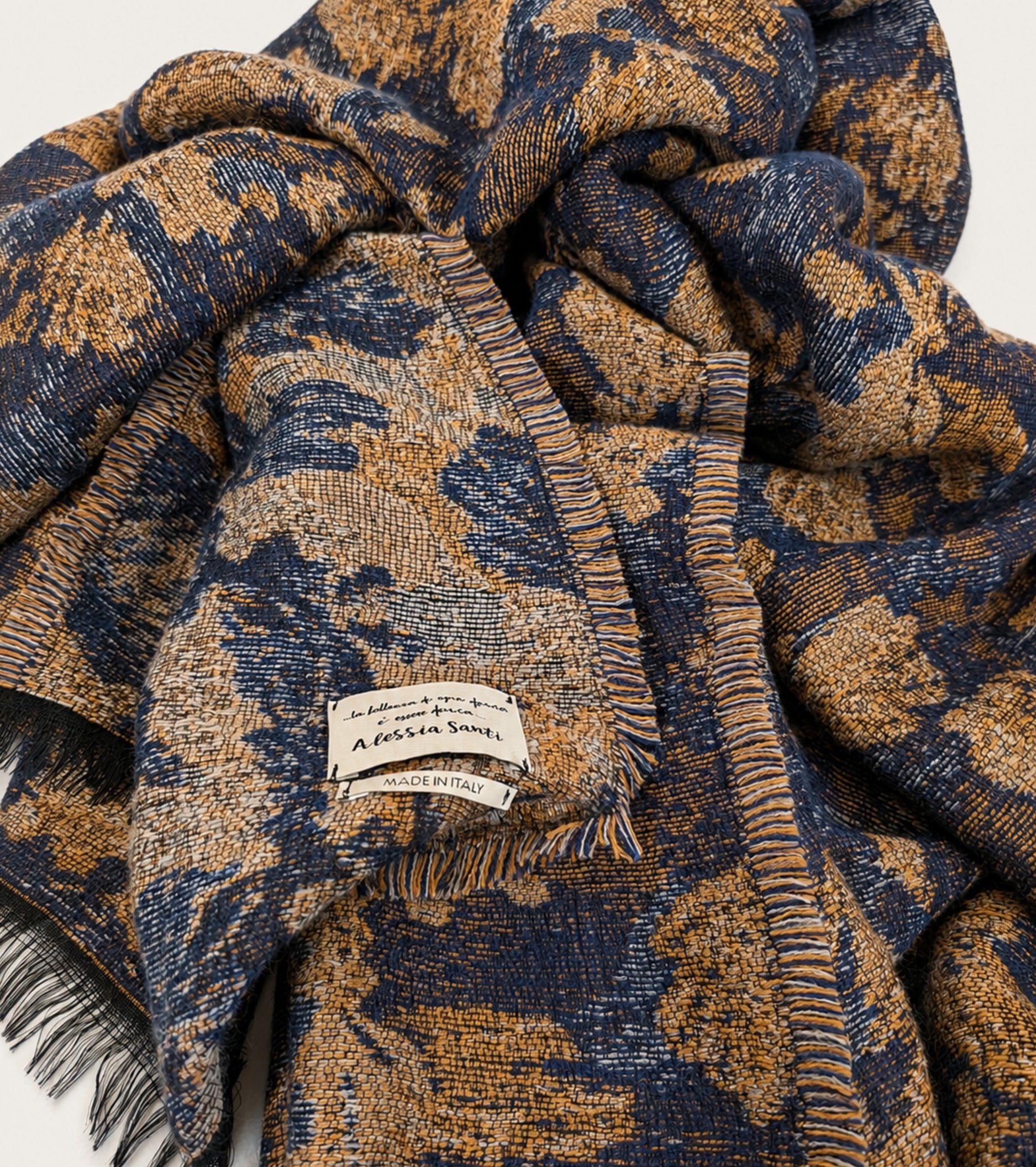 Multicoloured wool yarn scarf